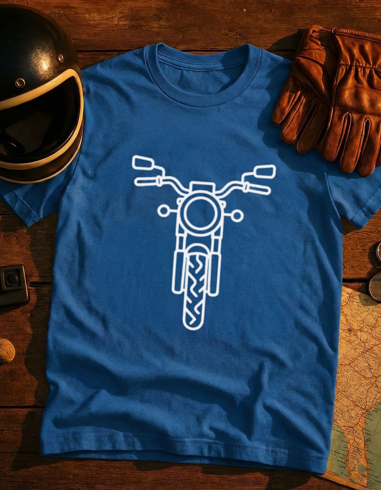 Motorcycle Front Outline T-Shirt — Minimal Biker Tee