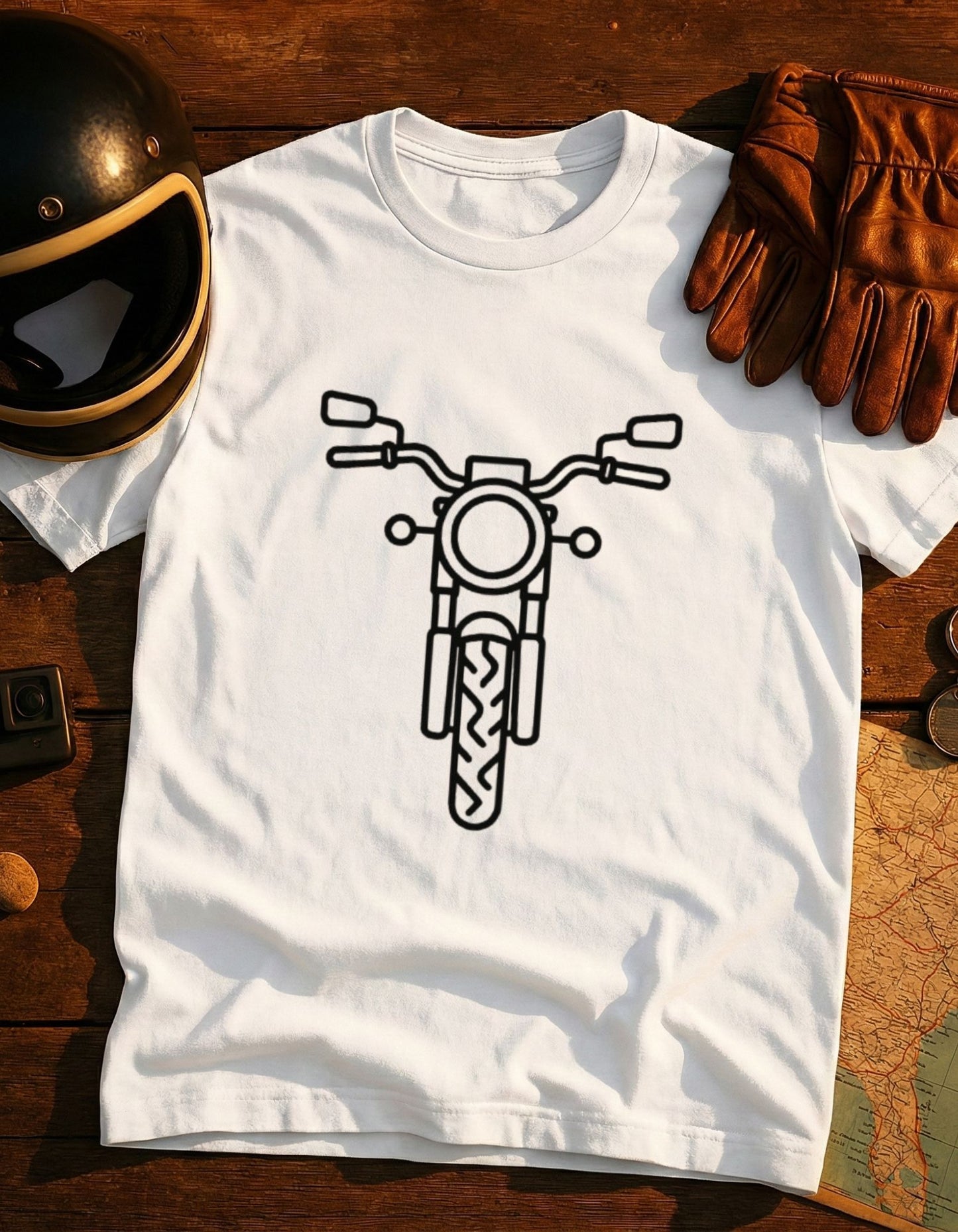 Motorcycle Front Outline T-Shirt — Minimal Biker Tee