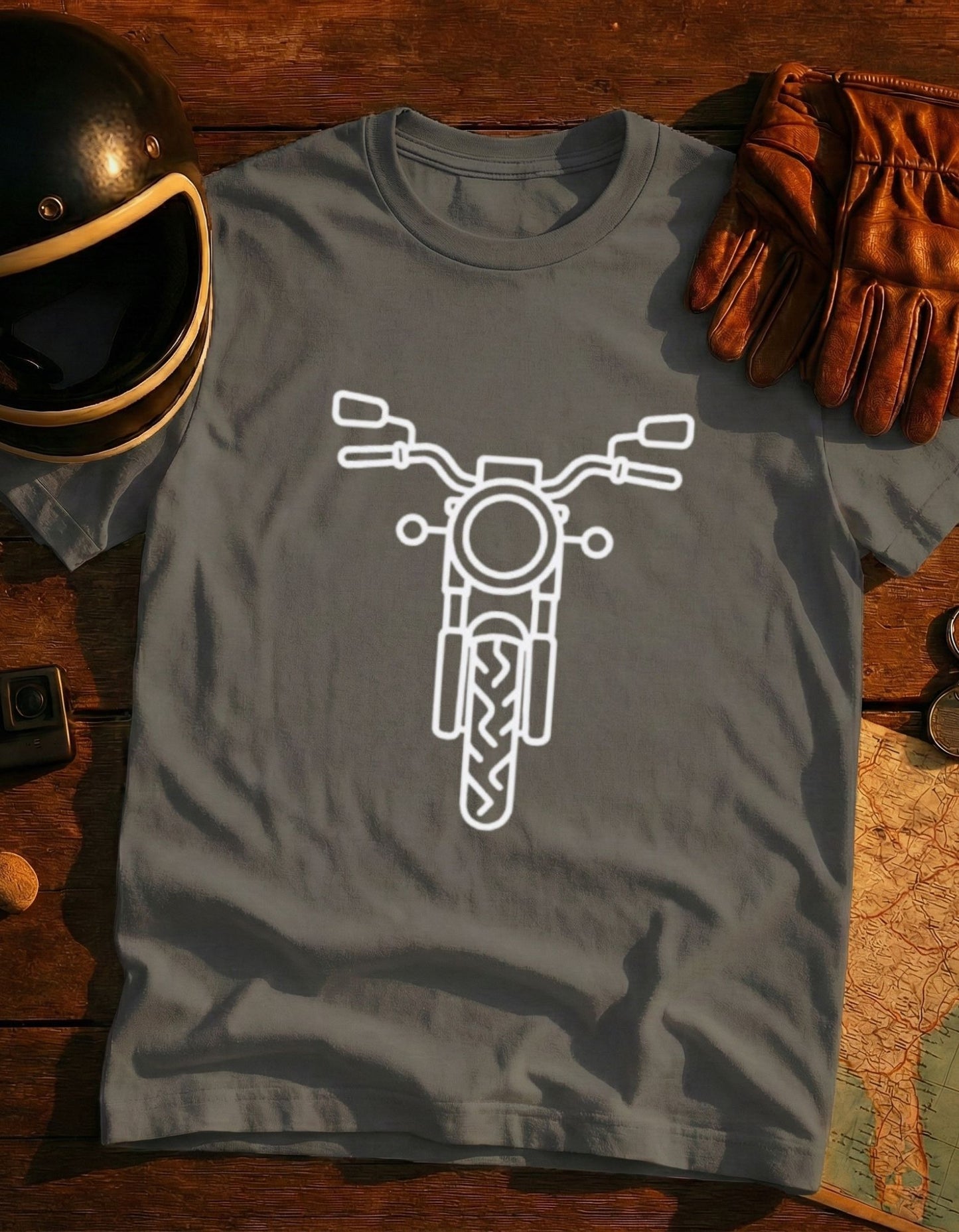 Motorcycle Front Outline T-Shirt — Minimal Biker Tee