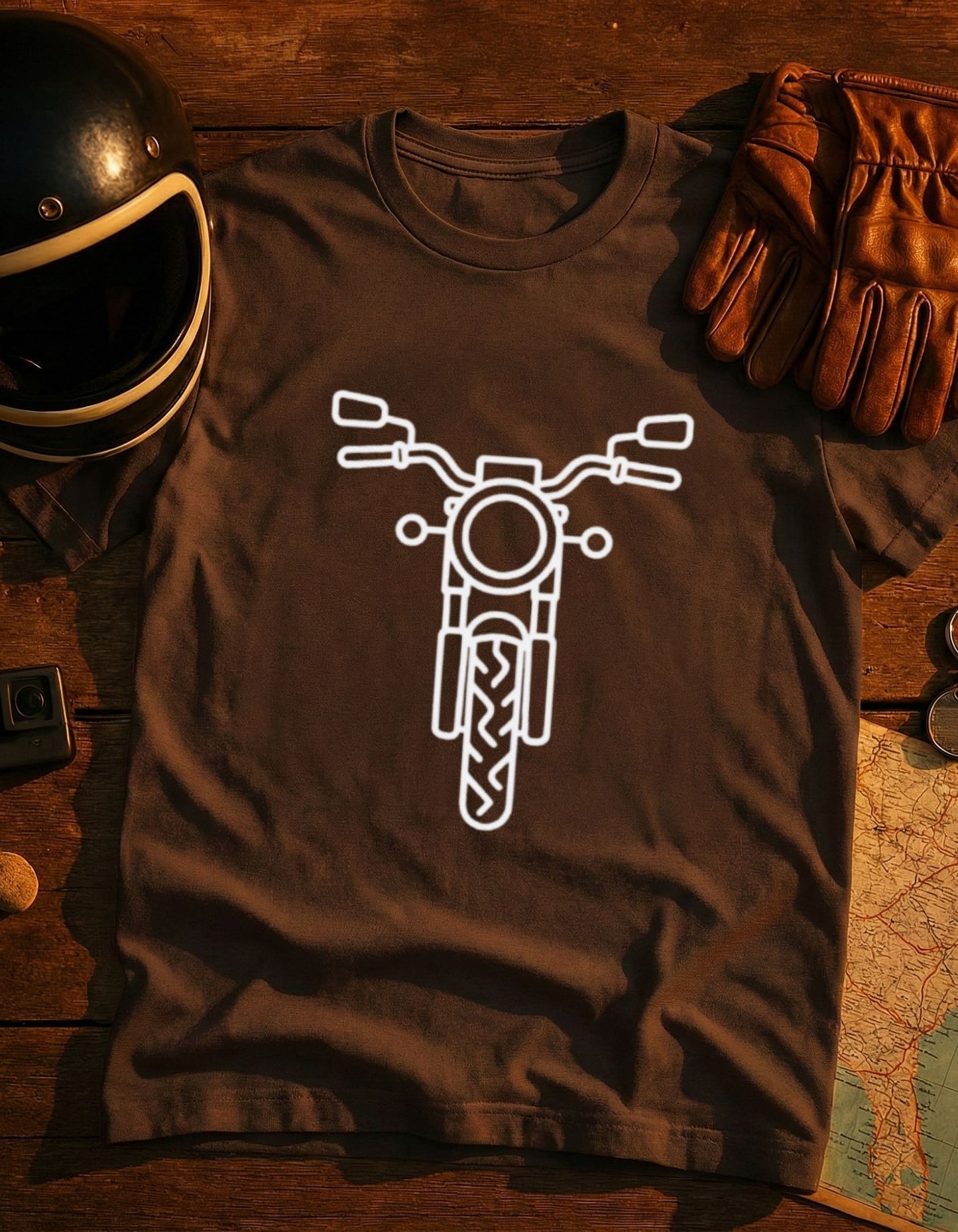 Motorcycle Front Outline T-Shirt — Minimal Biker Tee