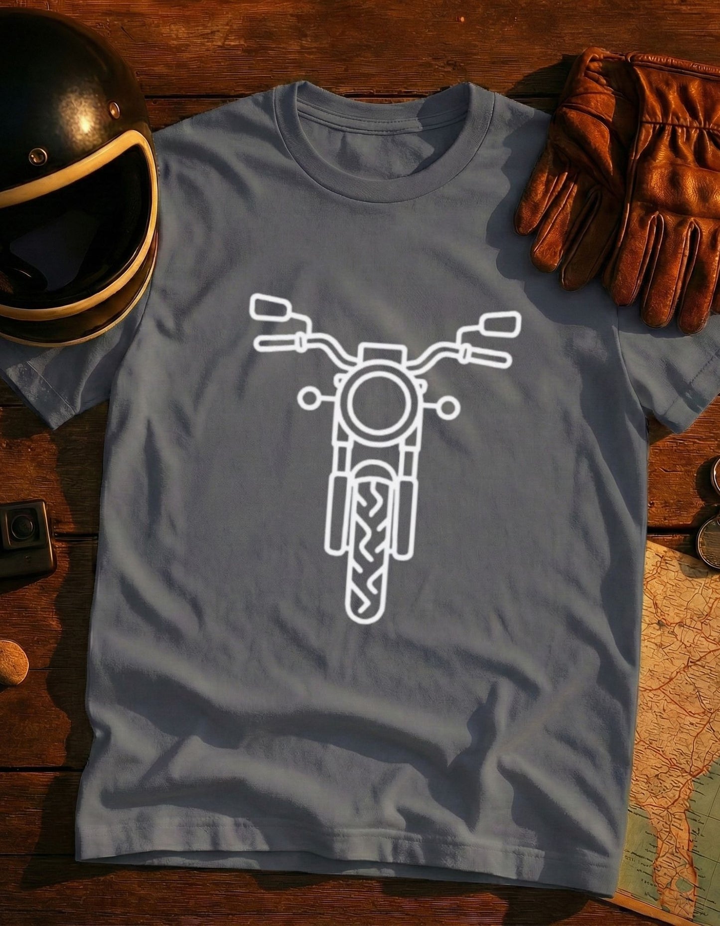 Motorcycle Front Outline T-Shirt — Minimal Biker Tee