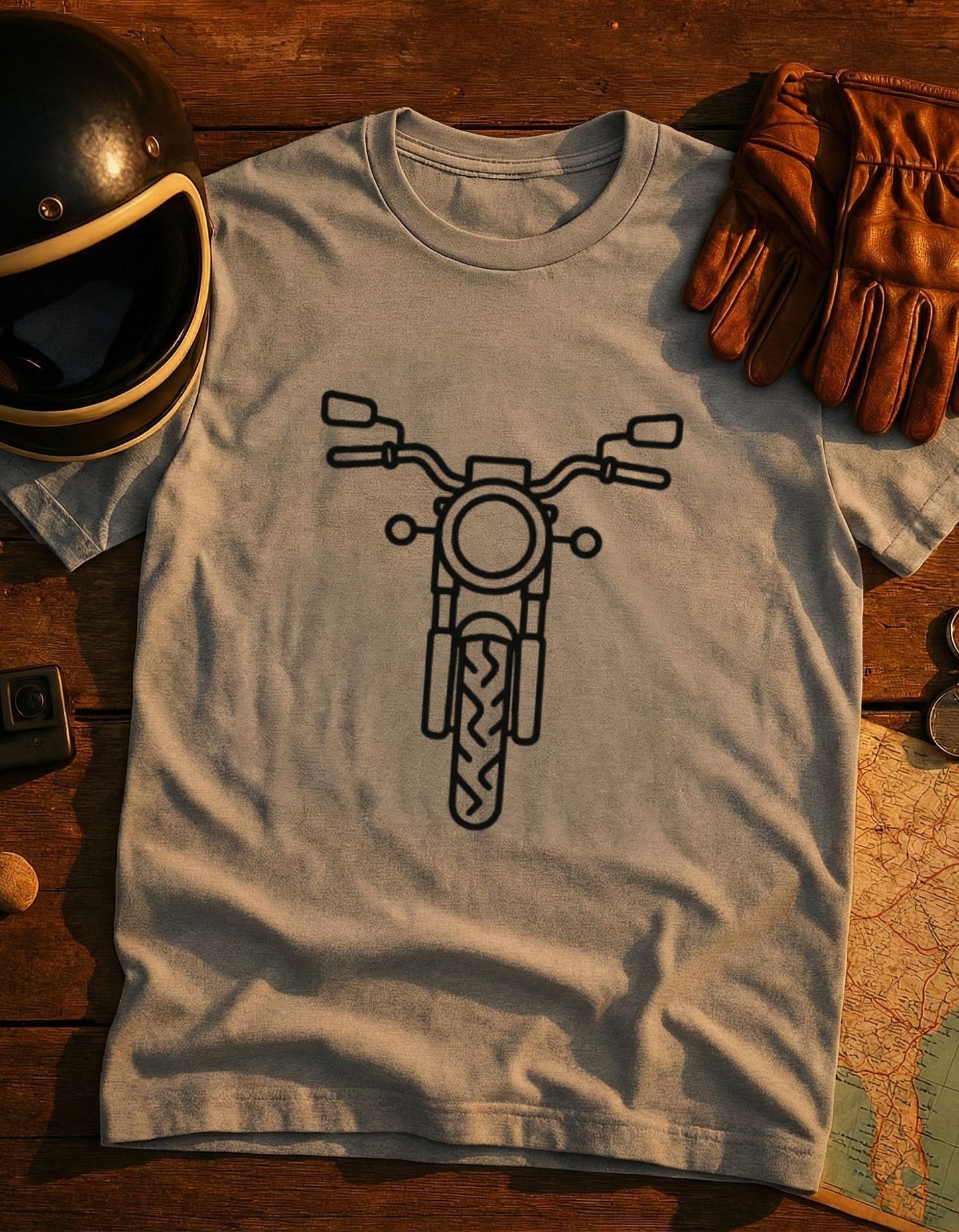Motorcycle Front Outline T-Shirt — Minimal Biker Tee