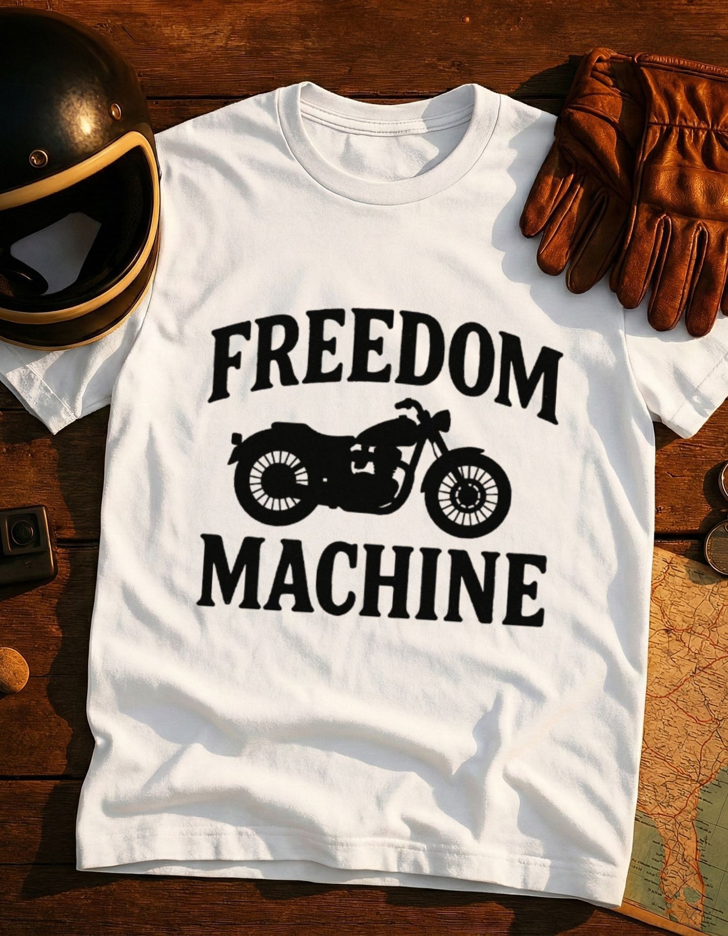 Freedom Machine Motorcycle T-Shirt — Vintage Bike Tee for Riders & Bikers