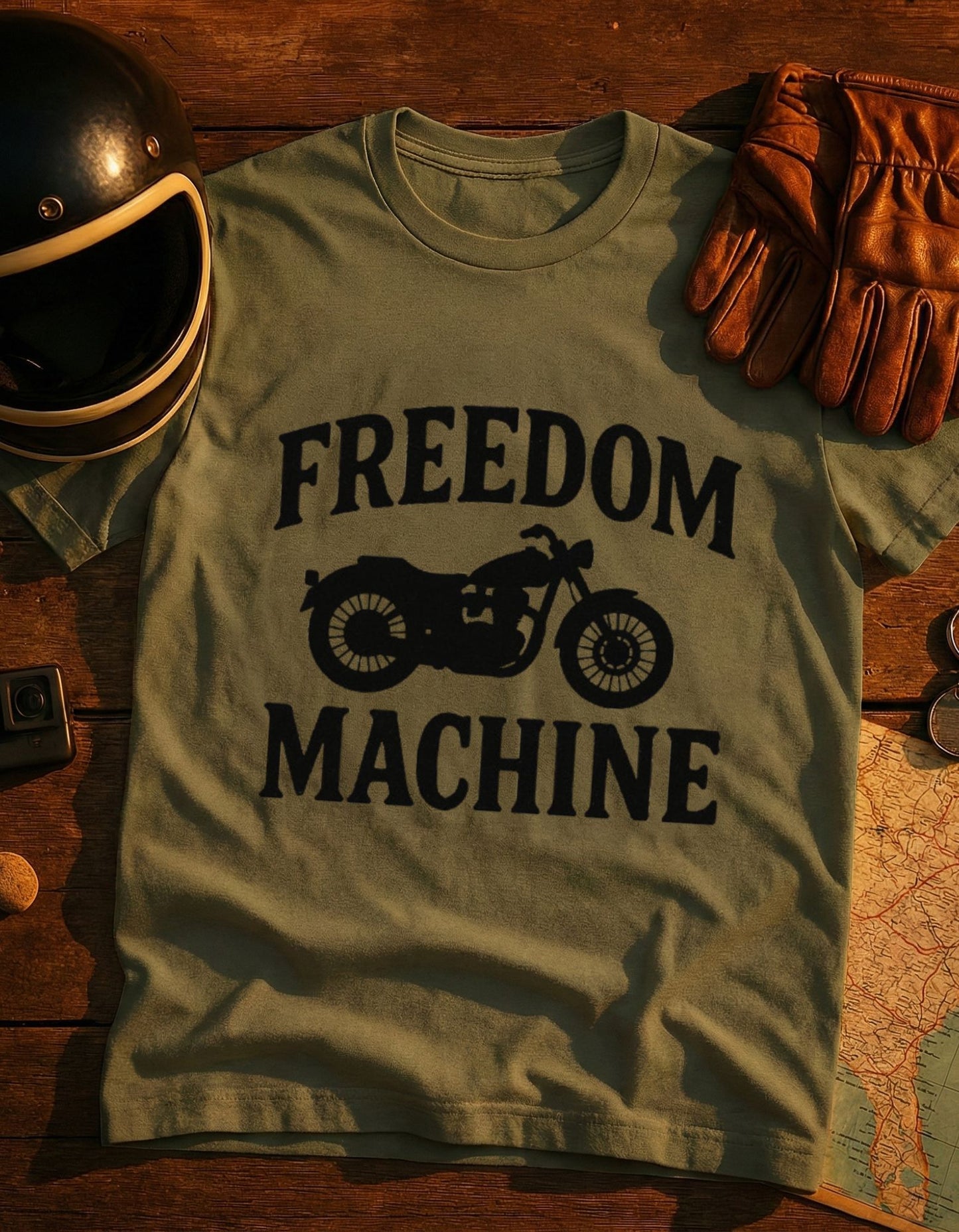 Freedom Machine Motorcycle T-Shirt — Vintage Bike Tee for Riders & Bikers