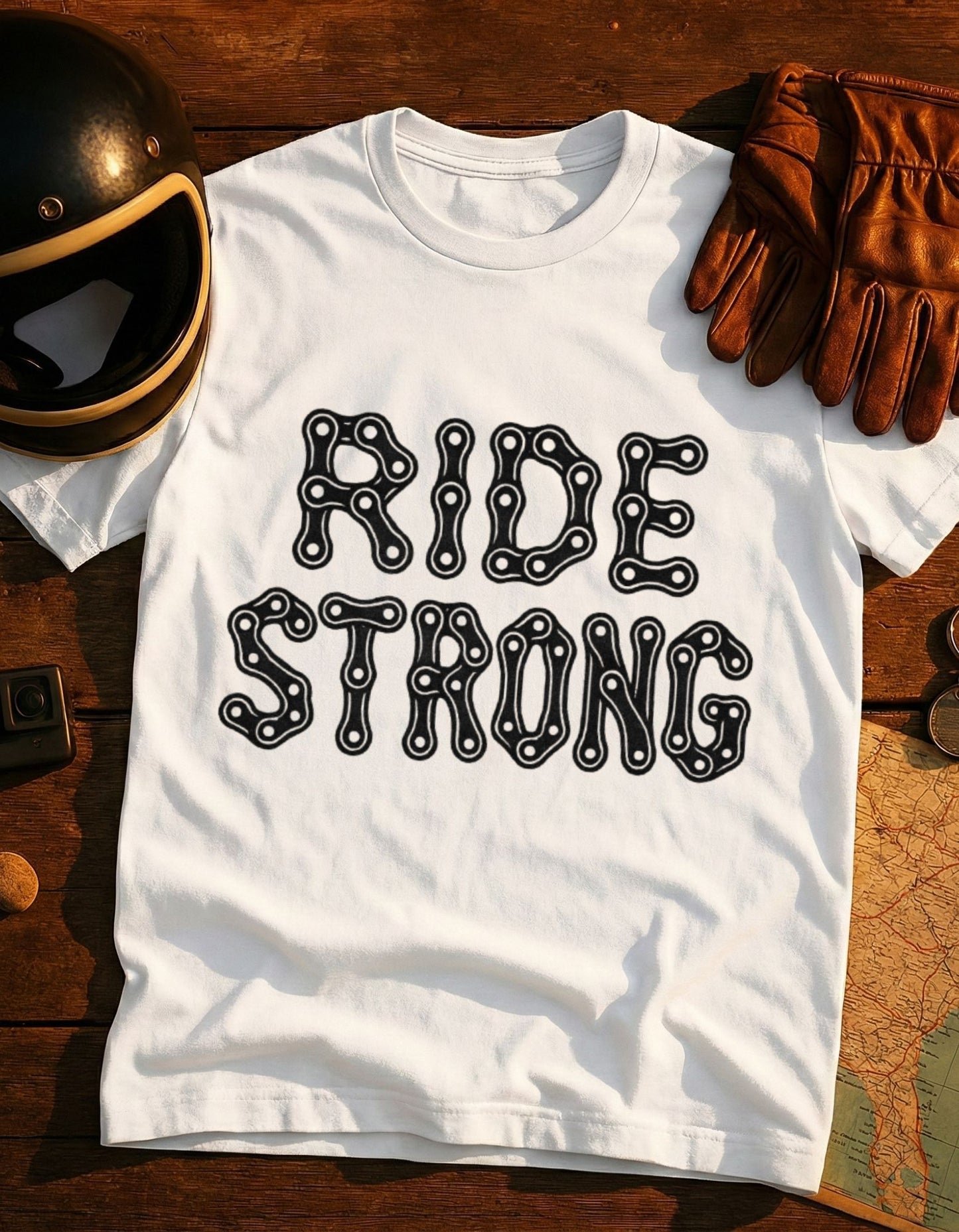 Bike Chain 'Ride Strong' T-Shirt — Cycling Motivational Tee