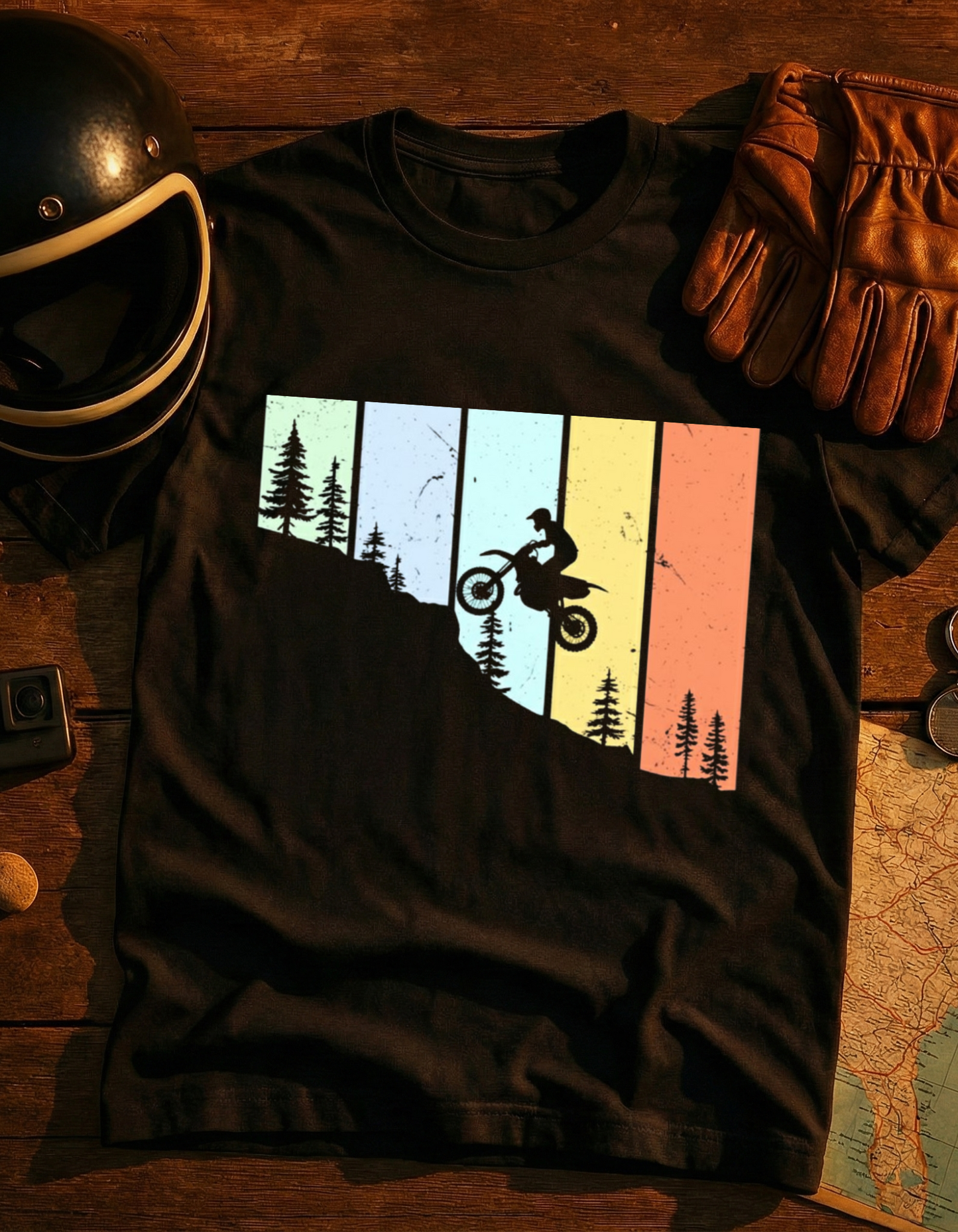 Mountain Biker Retro Stripe T-Shirt