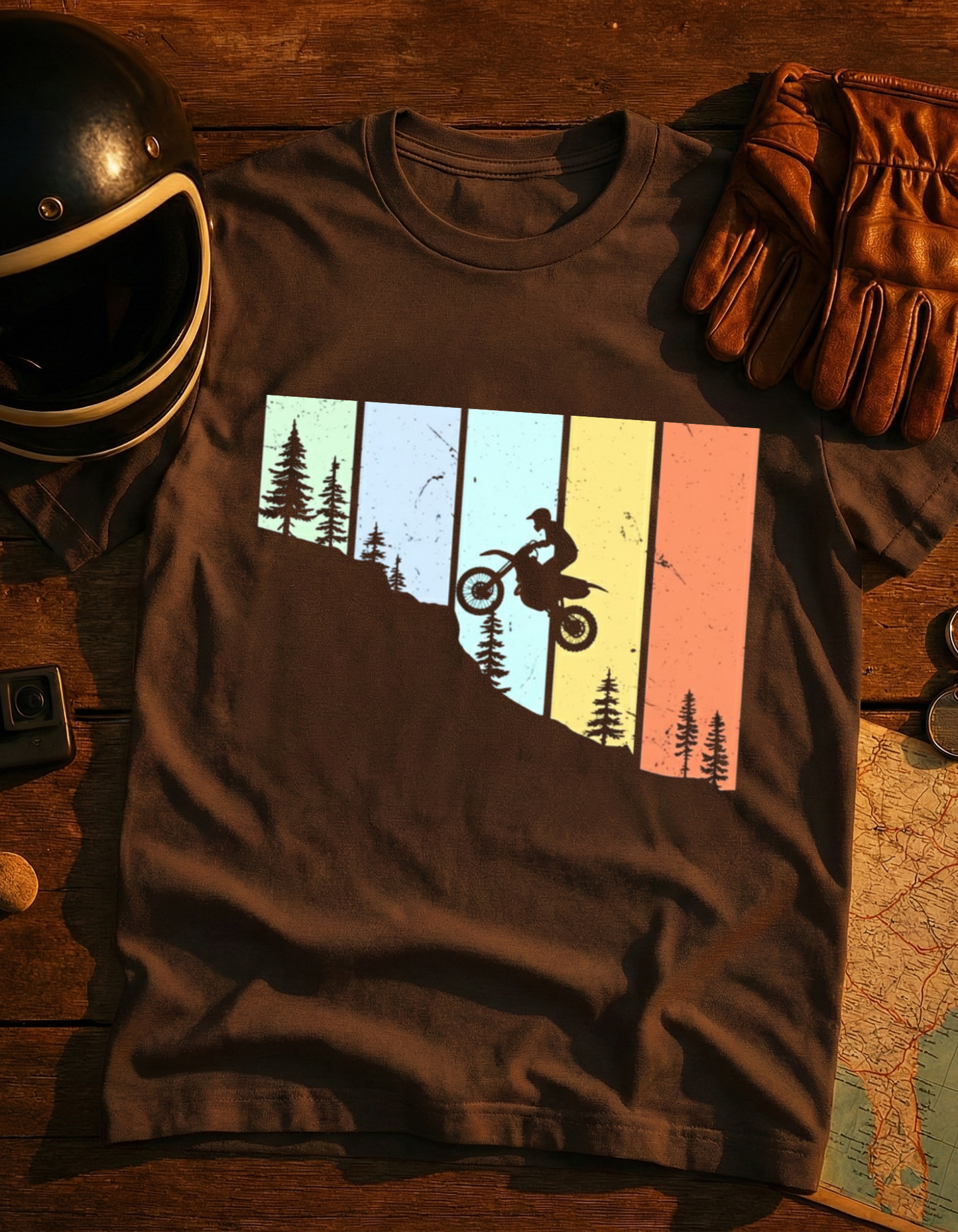 Mountain Biker Retro Stripe T-Shirt