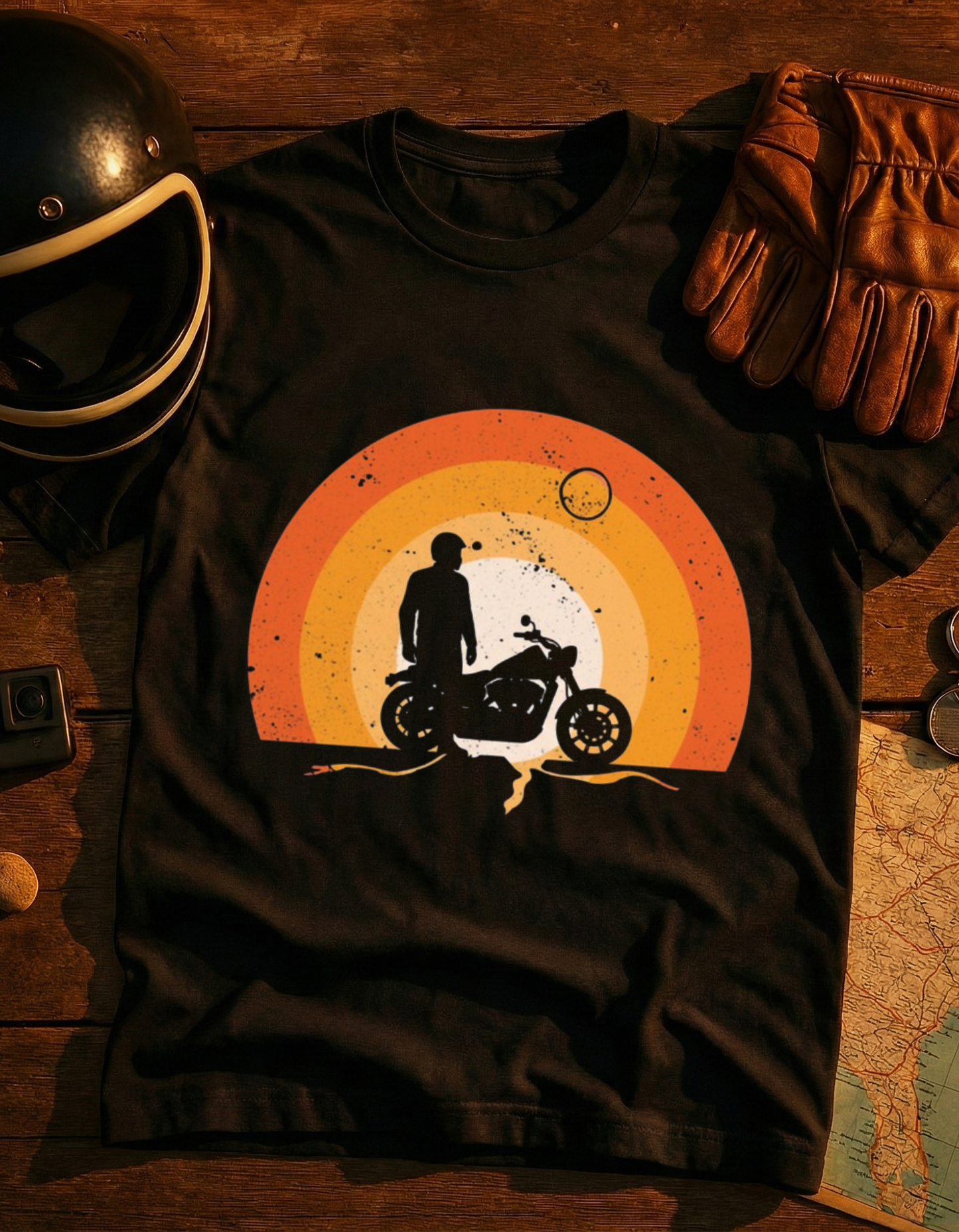 Motorcycle Sunset T-Shirt — Vintage Rider Graphic Tee