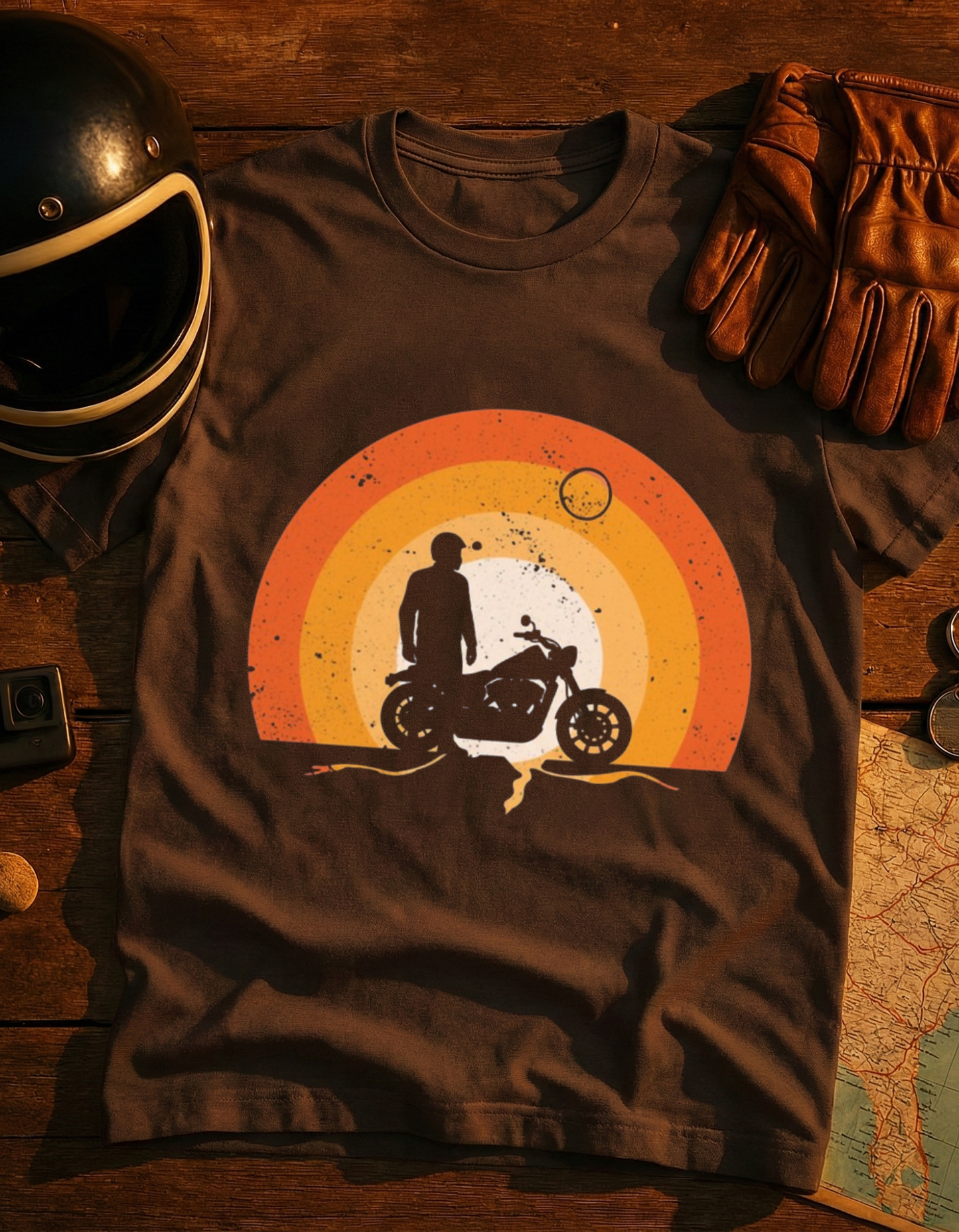 Motorcycle Sunset T-Shirt — Vintage Rider Graphic Tee