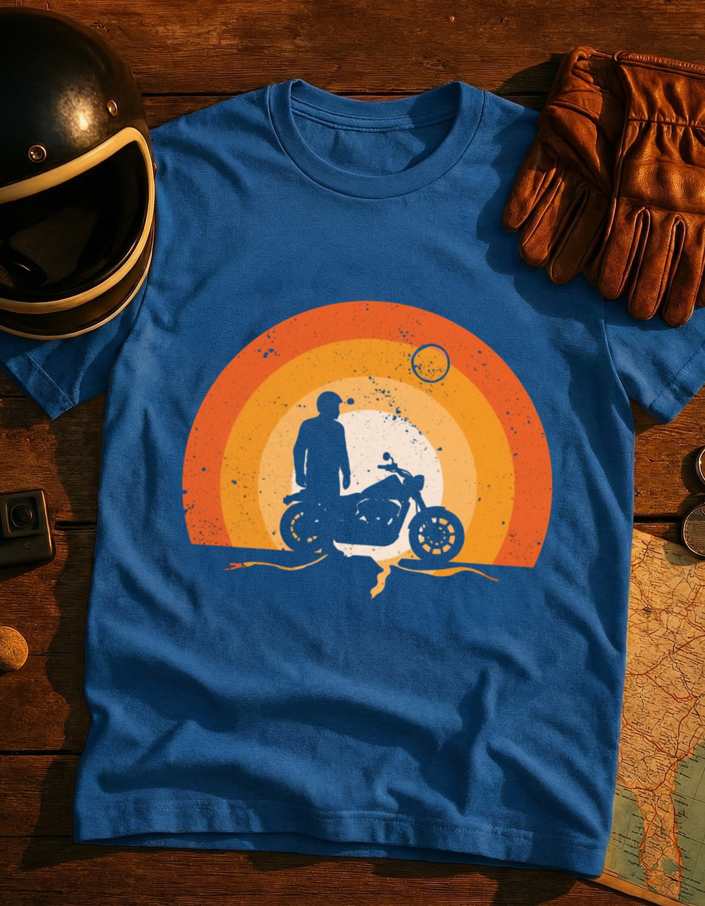 Motorcycle Sunset T-Shirt — Vintage Rider Graphic Tee