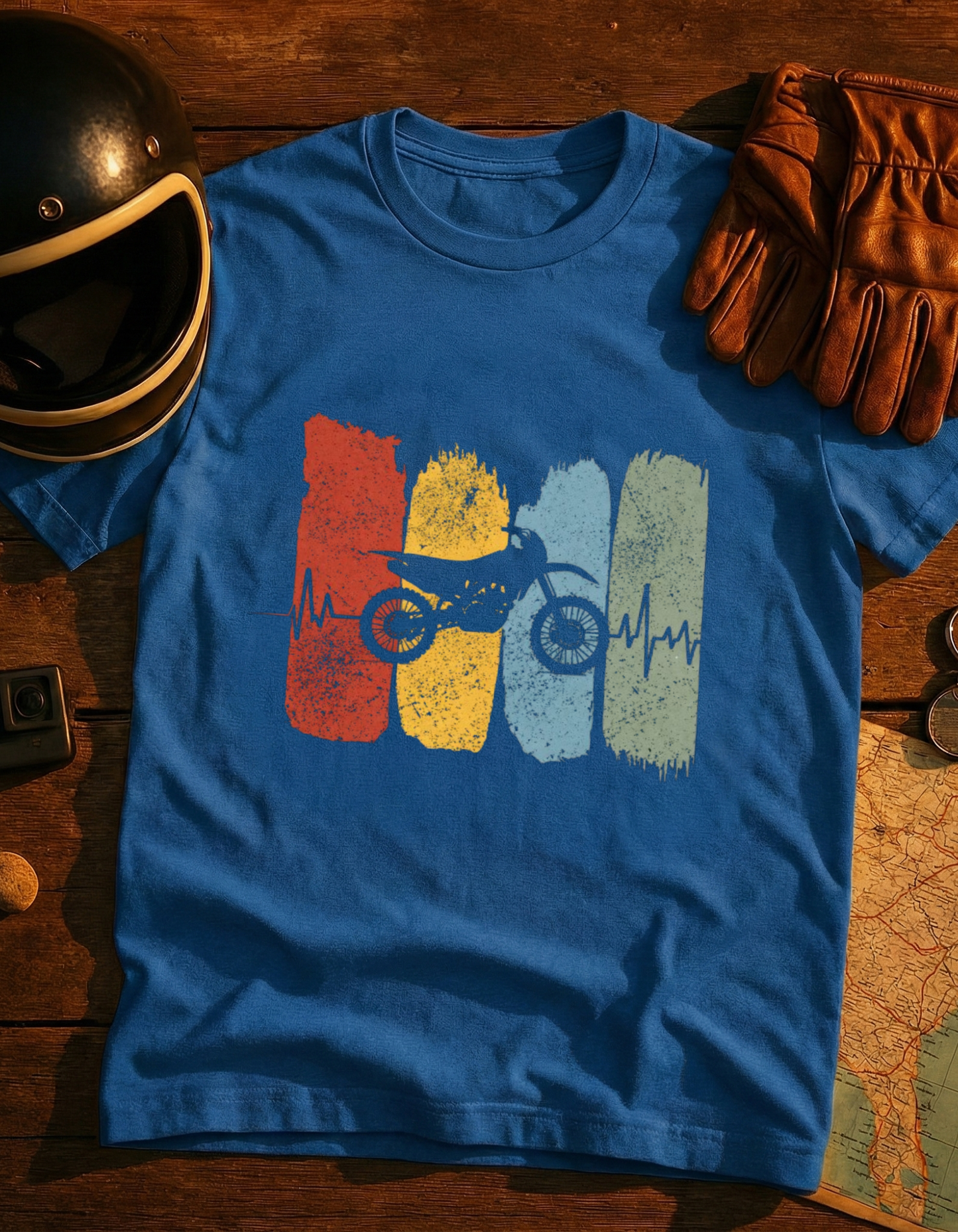 Motorcycle Heartbeat T-Shirt — Vintage Bike Rider Tee