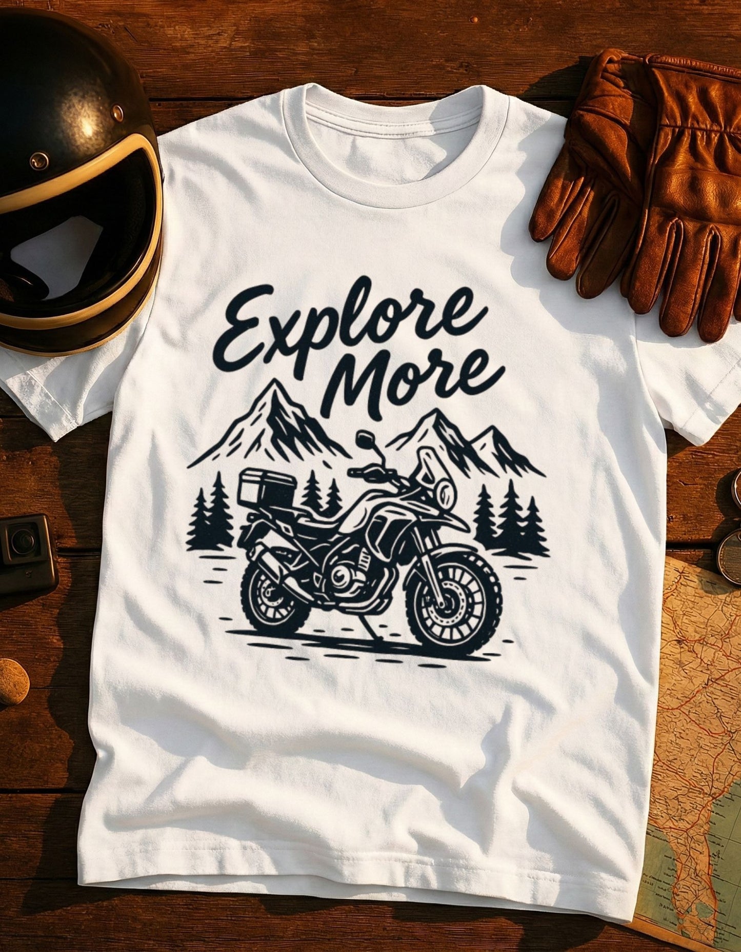 Explore More Motorcycle T-Shirt — Adventure Bike Graphic Tee