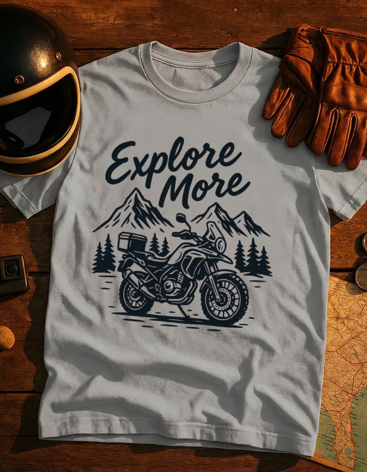 Explore More Motorcycle T-Shirt — Adventure Bike Graphic Tee