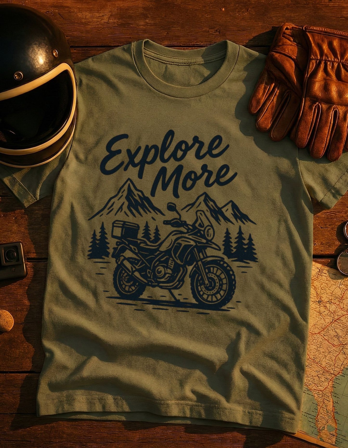 Explore More Motorcycle T-Shirt — Adventure Bike Graphic Tee