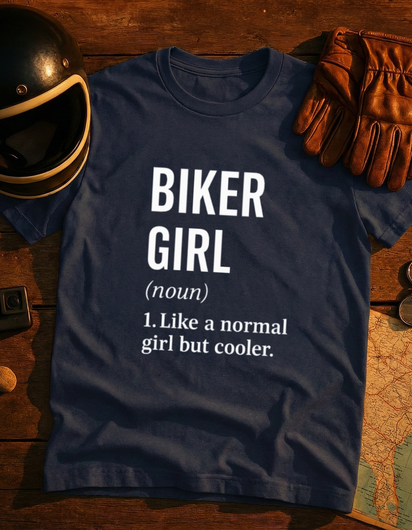 Biker Girl T-Shirt — “Biker Girl (noun) 1. Like a normal girl but cooler.” Graphic Tee for Women Riders