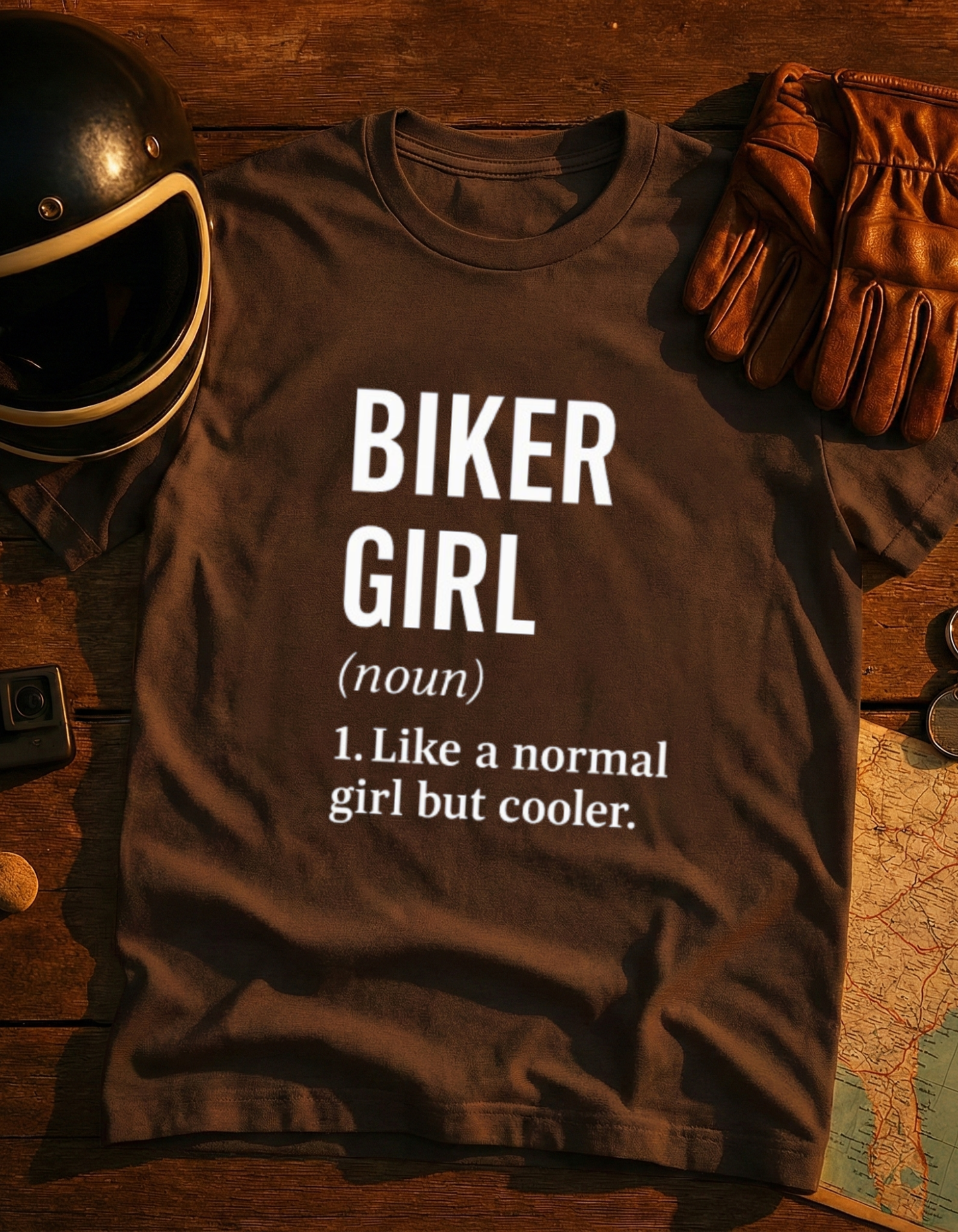 Biker Girl T-Shirt — “Biker Girl (noun) 1. Like a normal girl but cooler.” Graphic Tee for Women Riders