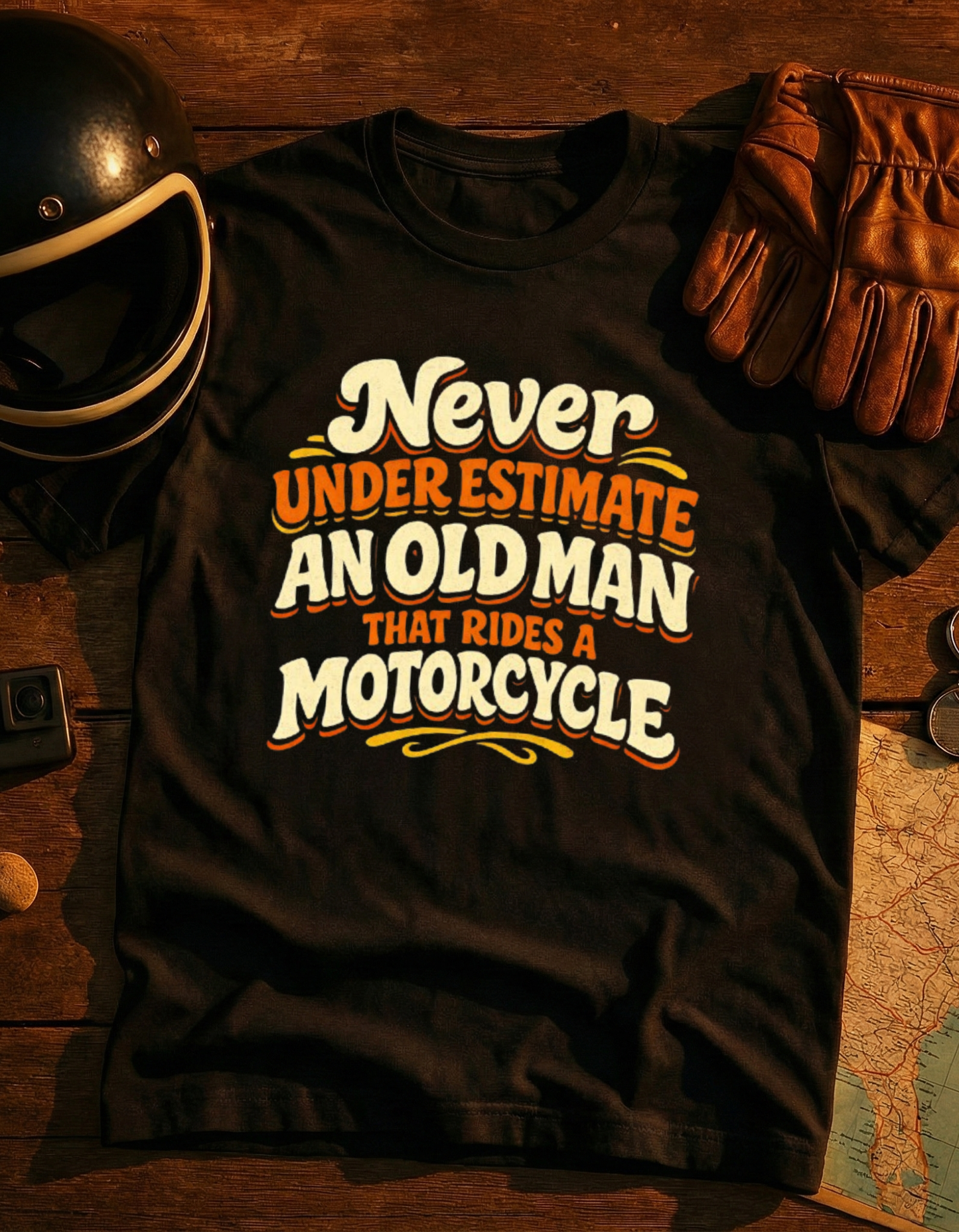Never Underestimate An Old Man That Rides A Motorcycle T-Shirt - Dark