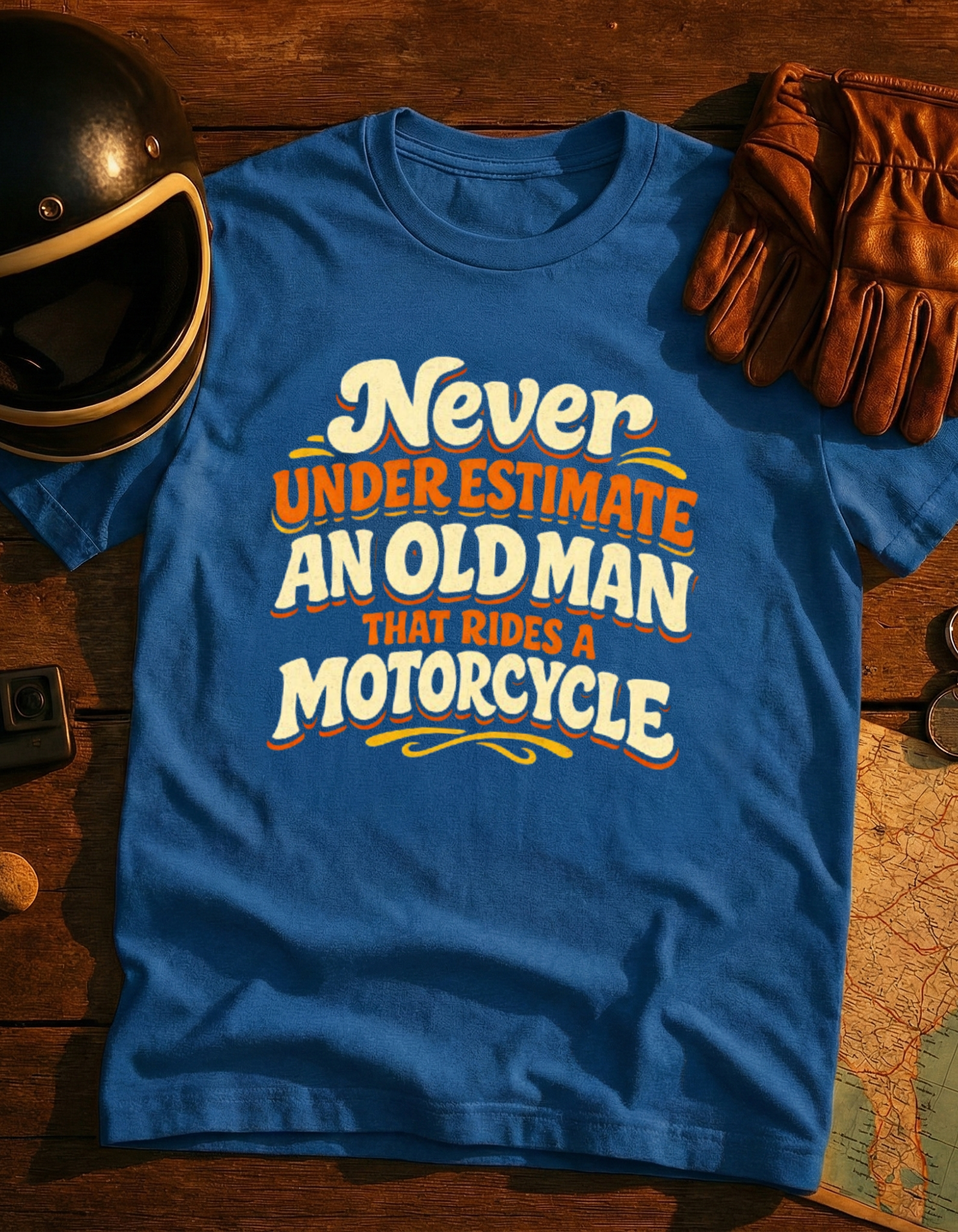Never Underestimate An Old Man That Rides A Motorcycle T-Shirt - Dark