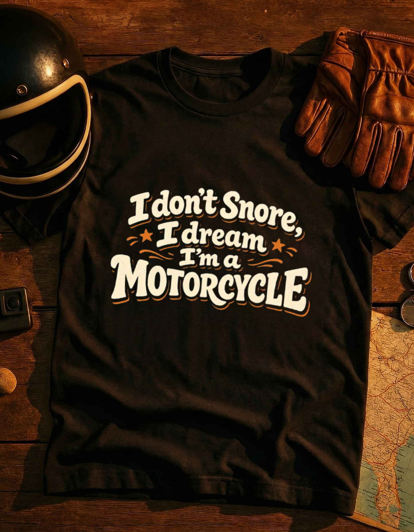 Motorcycle Dream T-Shirt — "I Don't Snore, I Dream I'm a Motorcycle" Rider Tee