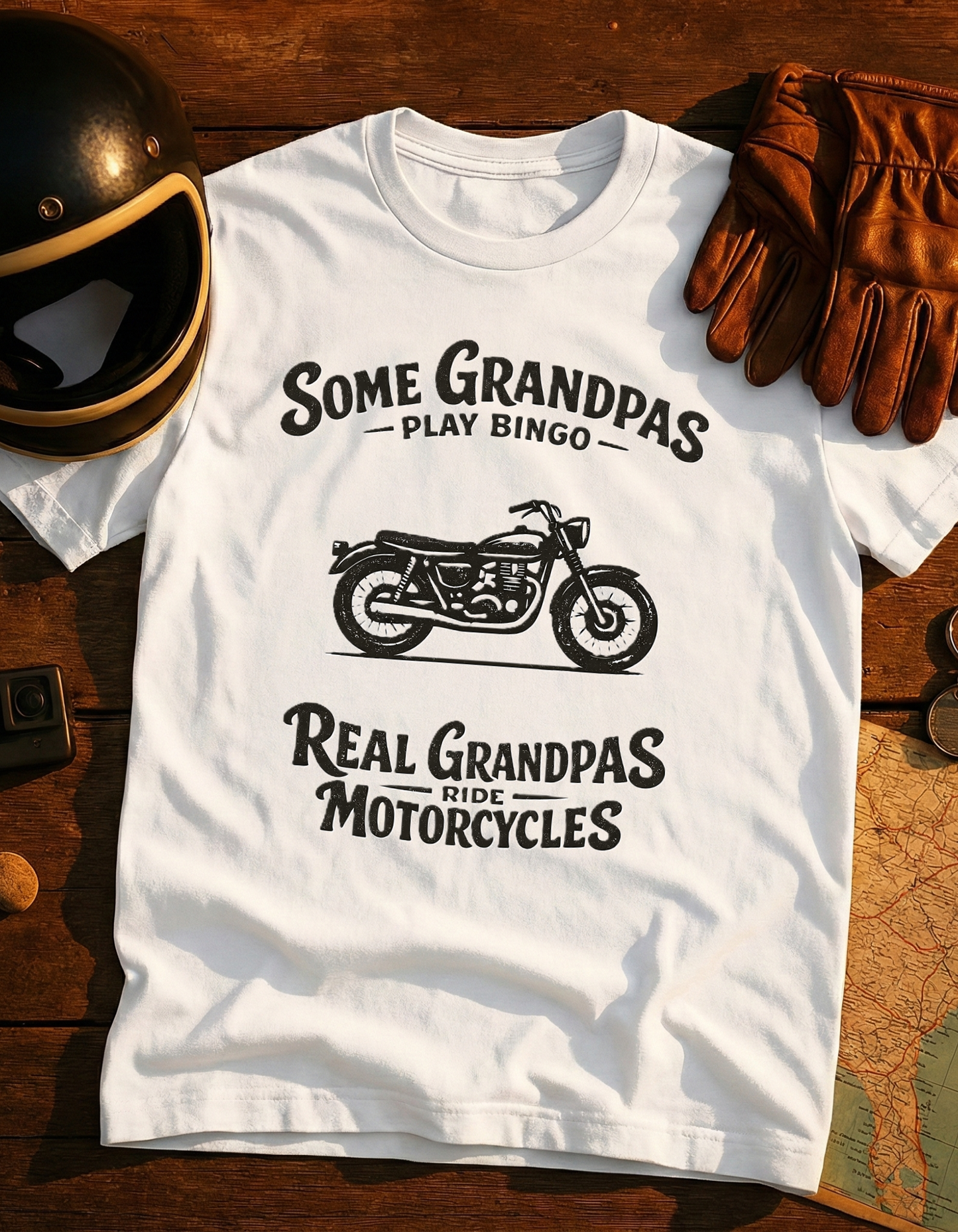 Grandpa Motorcycle T-Shirt – “Some Grandpas Play Bingo, Real Grandpas Ride Motorcycles” Vintage Bike Tee