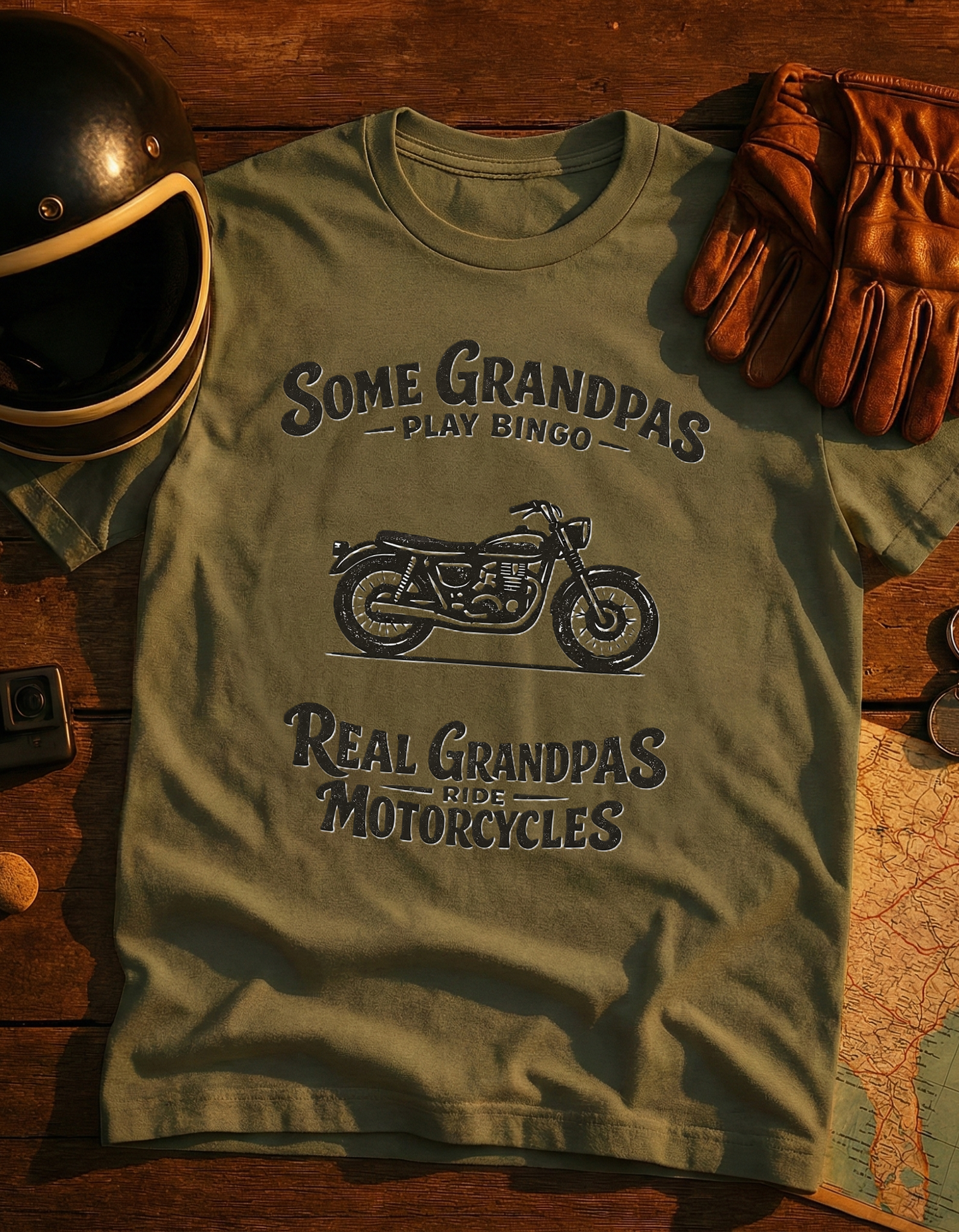 Grandpa Motorcycle T-Shirt – “Some Grandpas Play Bingo, Real Grandpas Ride Motorcycles” Vintage Bike Tee