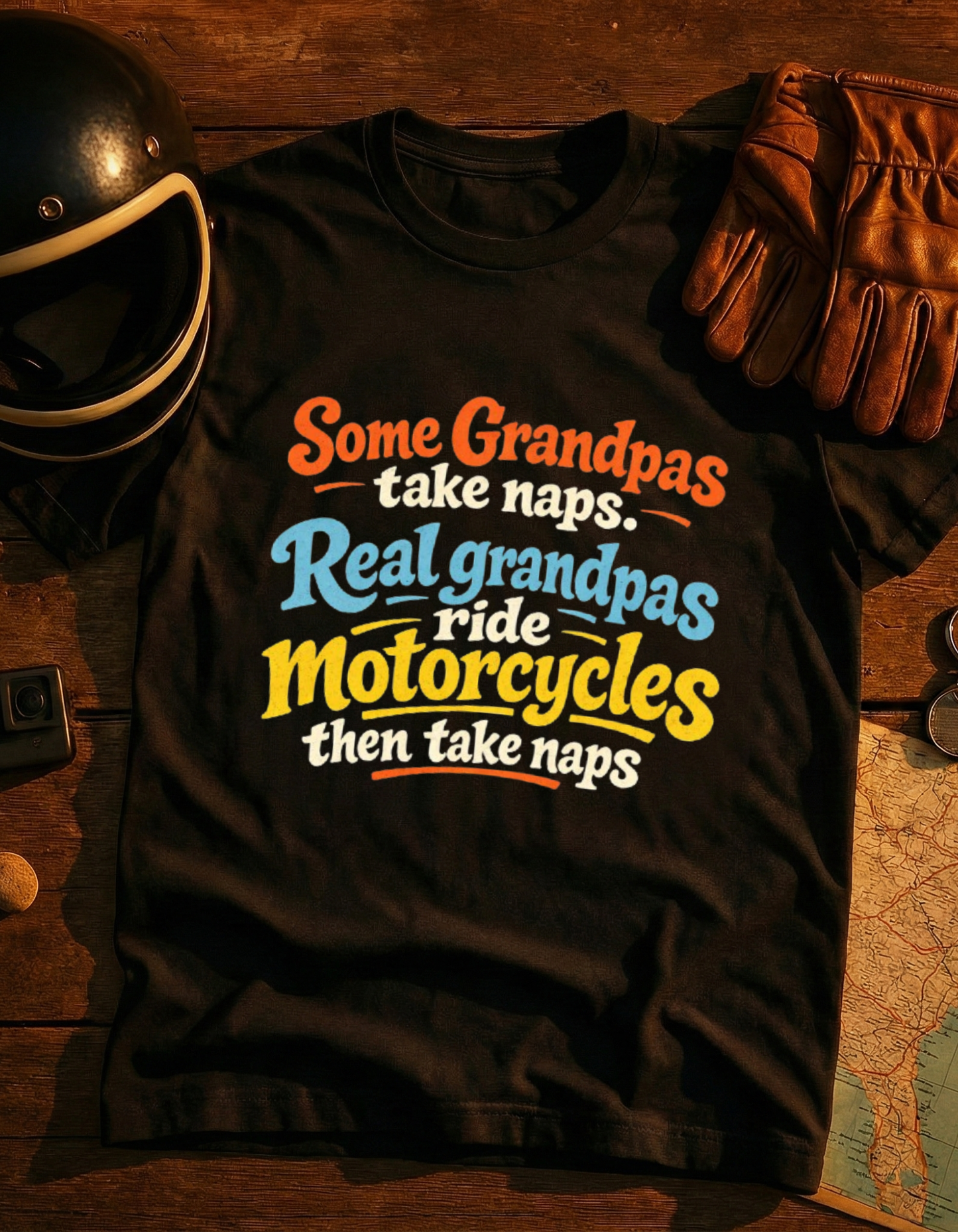 Motorcycle Grandpa T-Shirt — "Some Grandpas Take Naps. Real Grandpas Ride Motorcycles" Retro Tee
