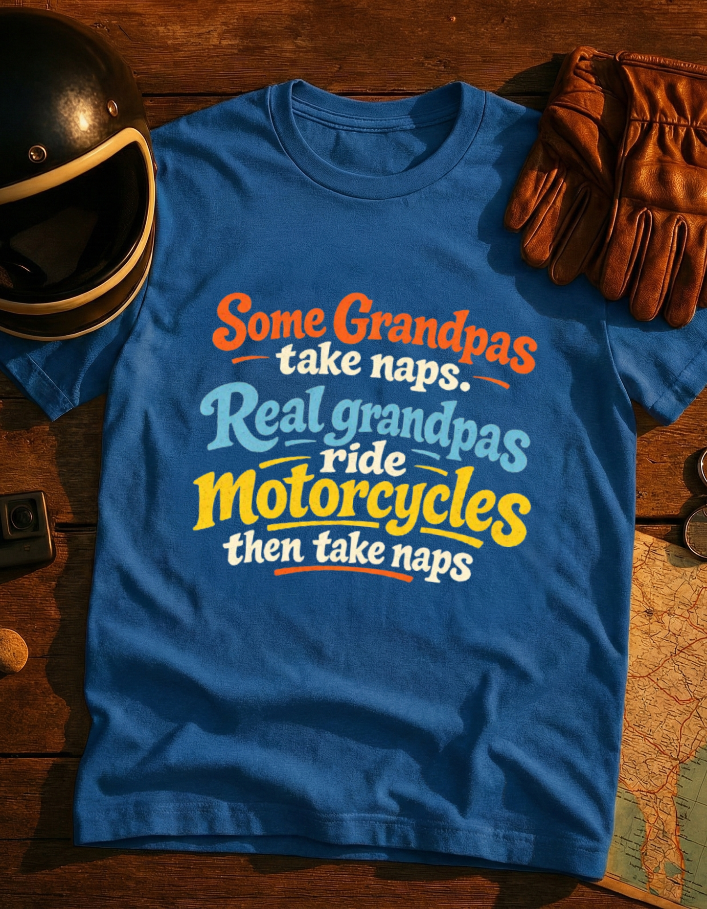 Motorcycle Grandpa T-Shirt — "Some Grandpas Take Naps. Real Grandpas Ride Motorcycles" Retro Tee