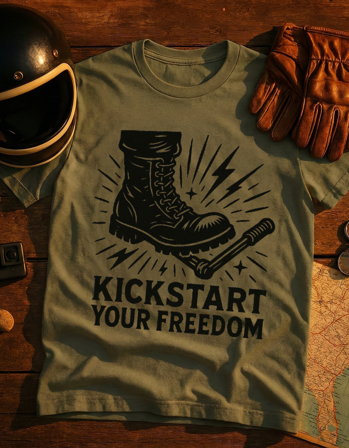 Kickstart Your Freedom Boot Graphic T-Shirt