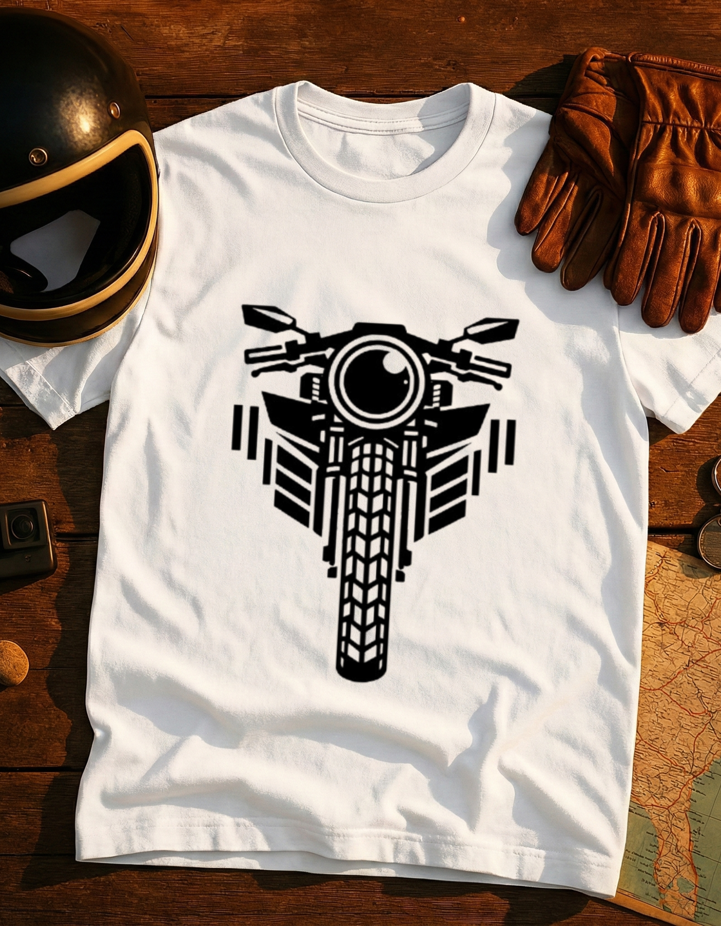 Motorcycle Front View T-Shirt — Minimalist Biker Graphic Tee