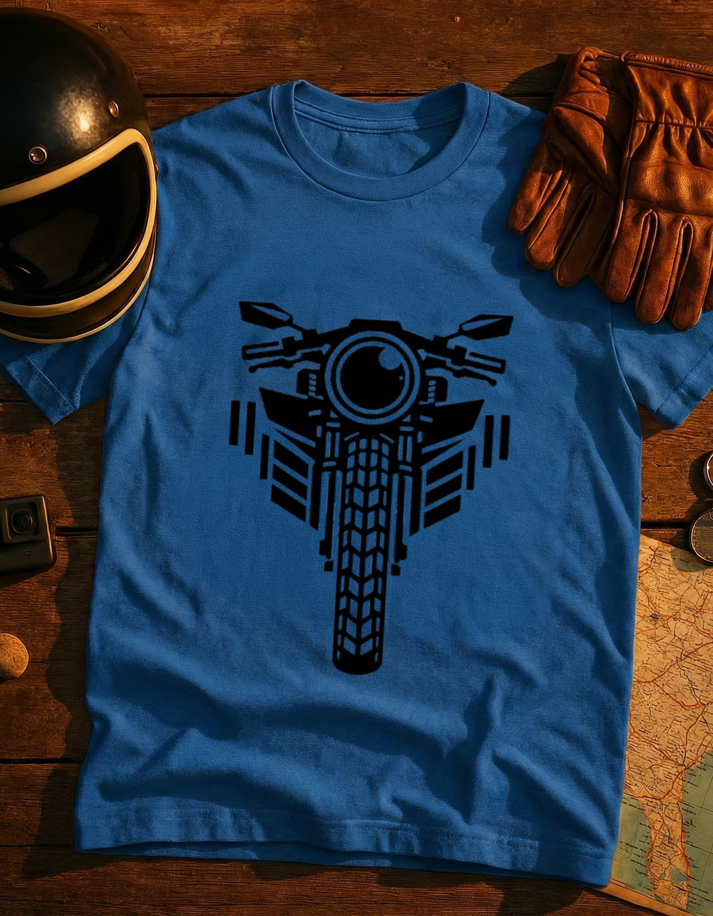 Motorcycle Front View T-Shirt — Minimalist Biker Graphic Tee