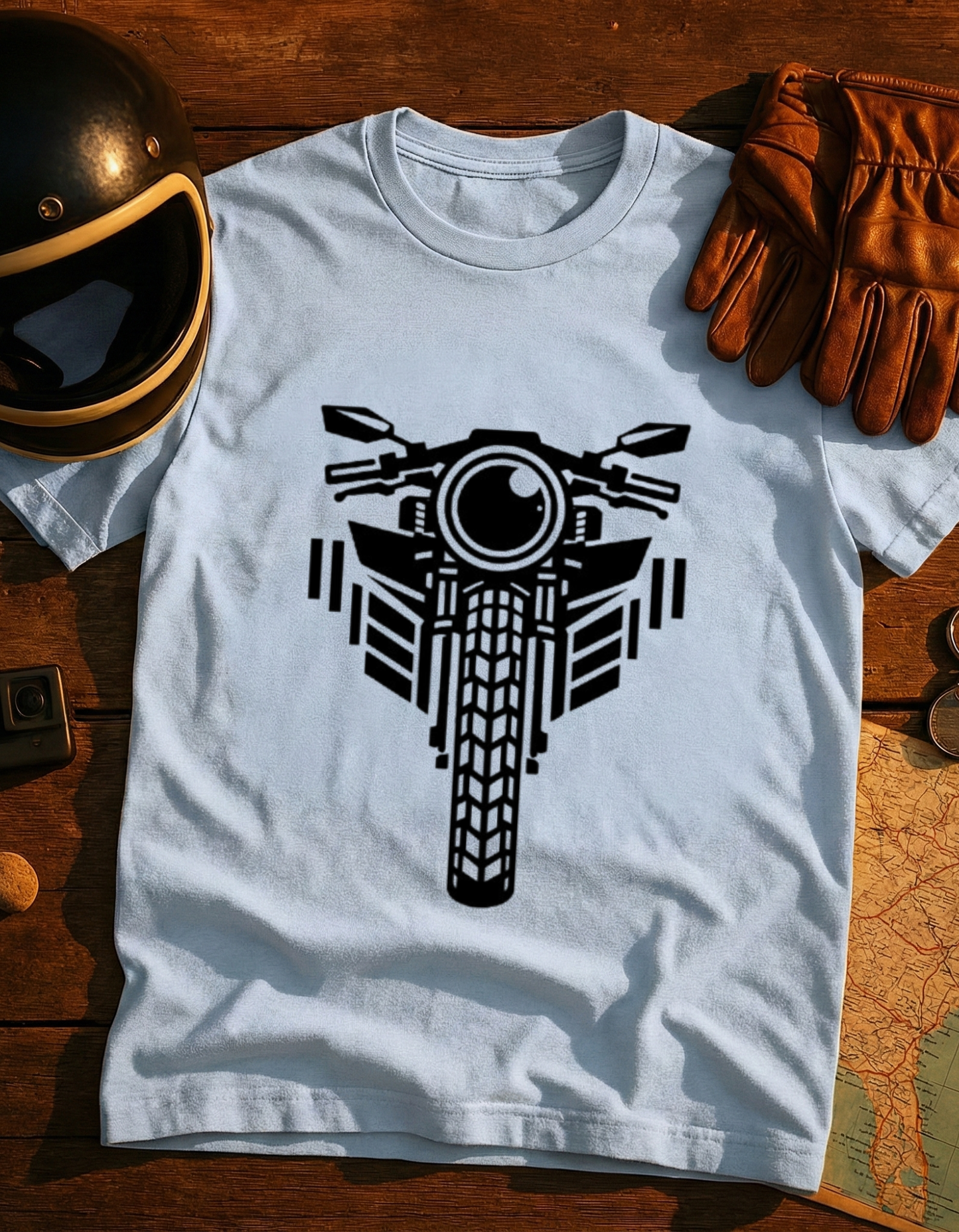 Motorcycle Front View T-Shirt — Minimalist Biker Graphic Tee