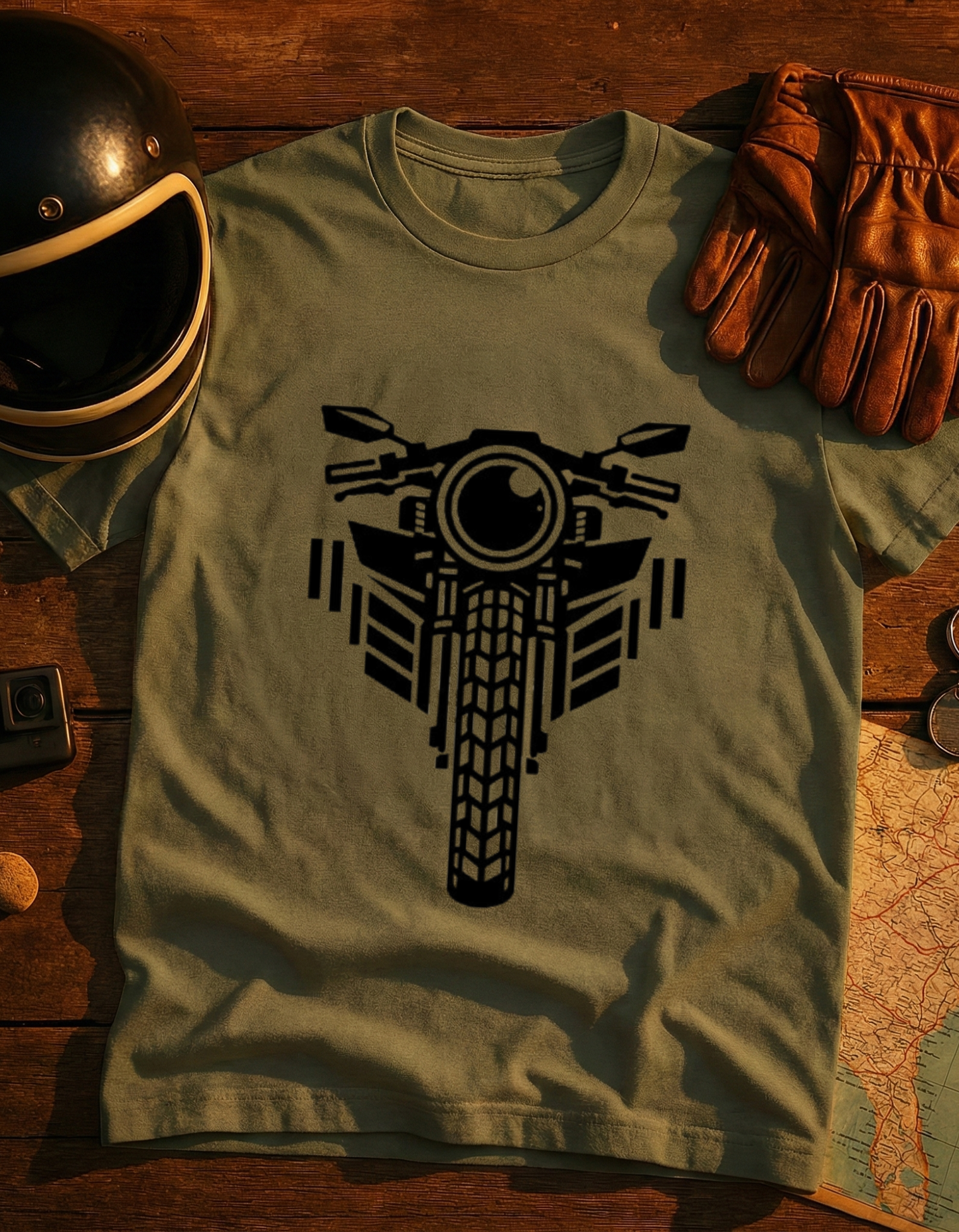 Motorcycle Front View T-Shirt — Minimalist Biker Graphic Tee