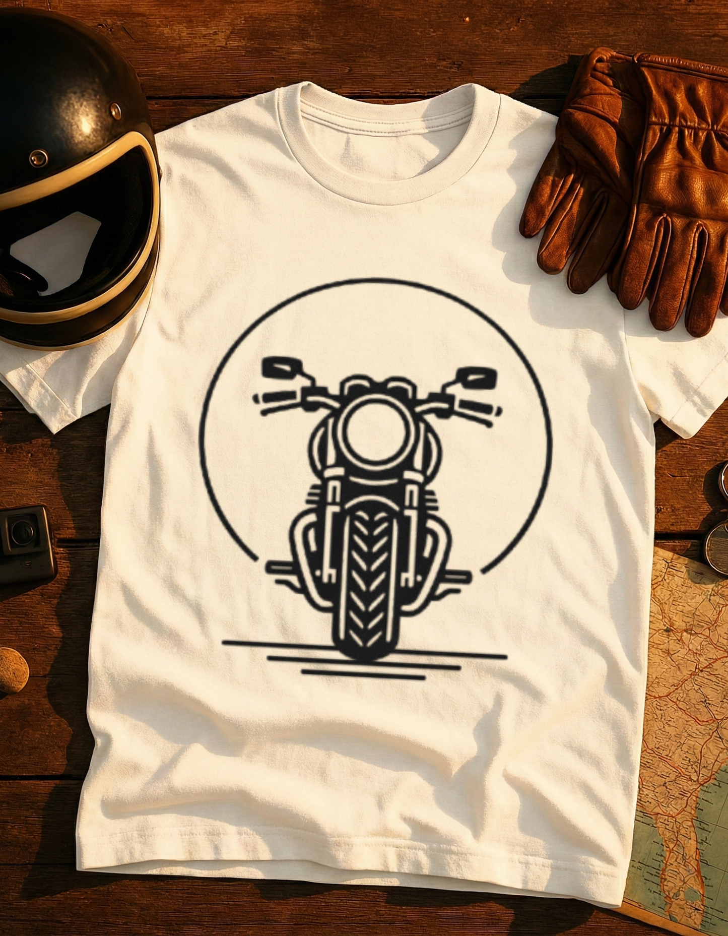 Motorcycle Front View T‑Shirt — Minimal Biker Graphic Tee
