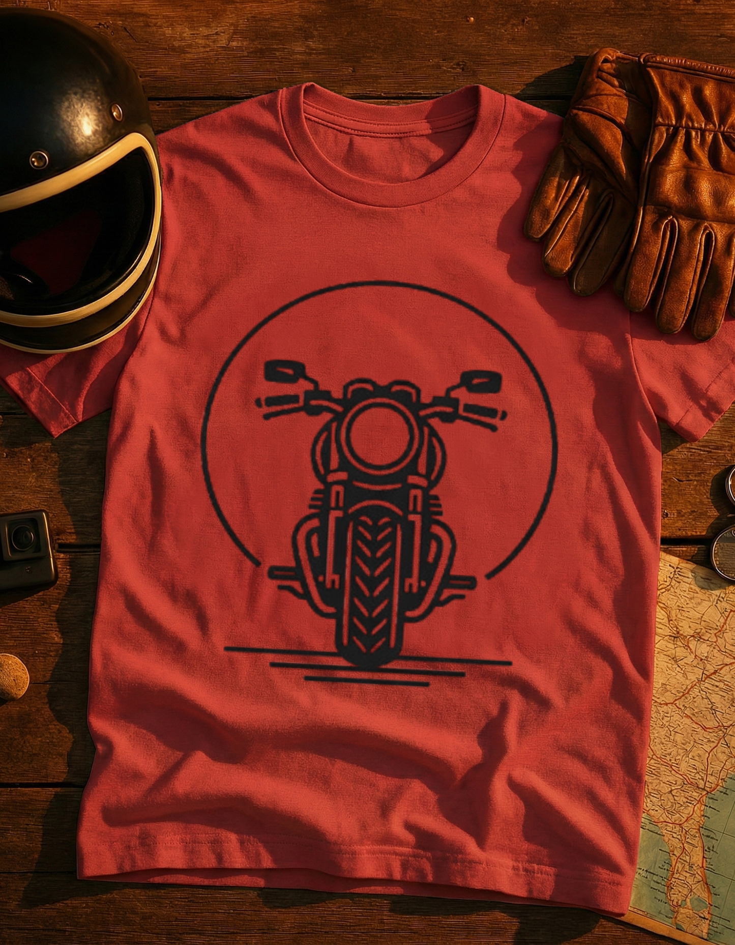 Motorcycle Front View T‑Shirt — Minimal Biker Graphic Tee