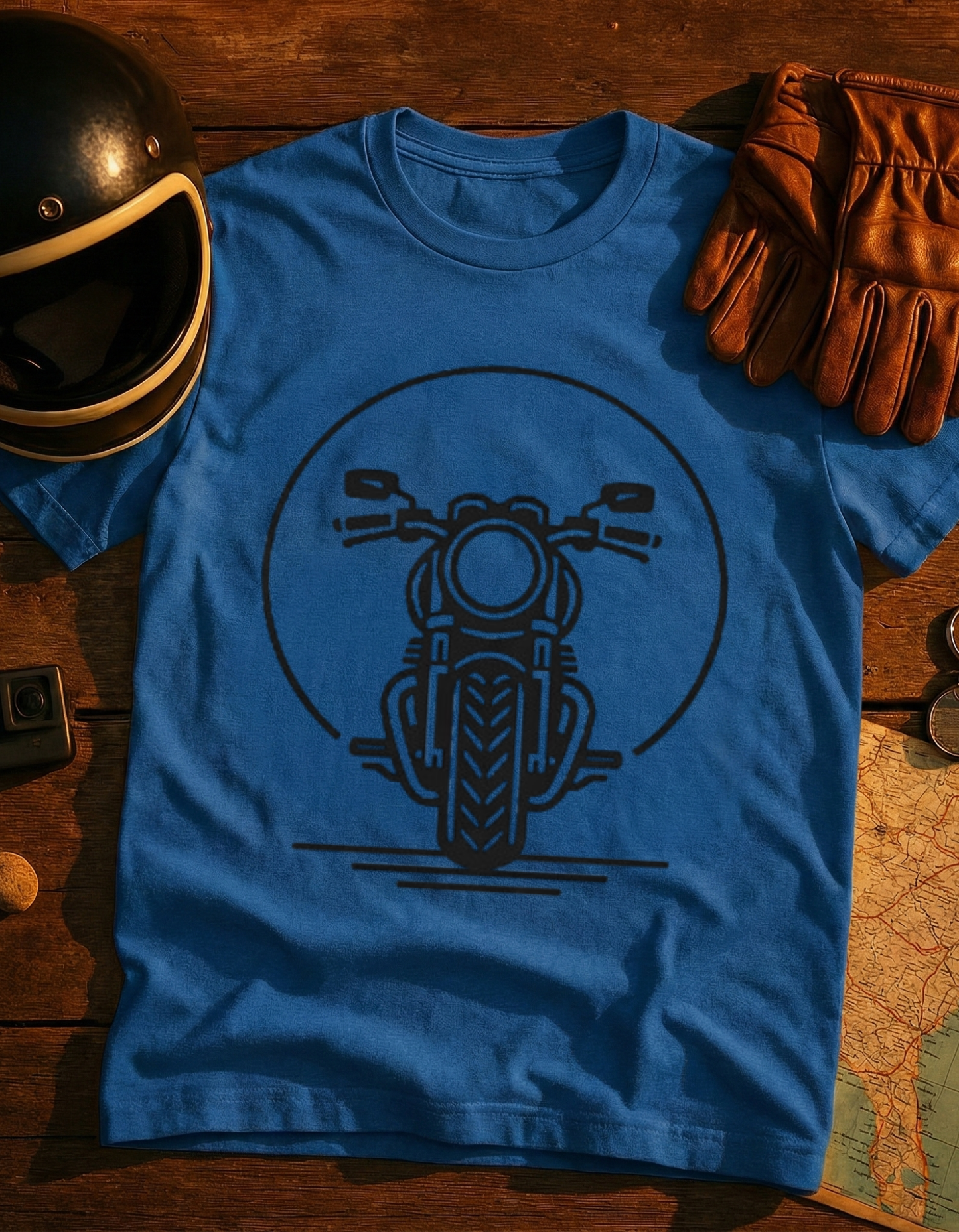 Motorcycle Front View T‑Shirt — Minimal Biker Graphic Tee