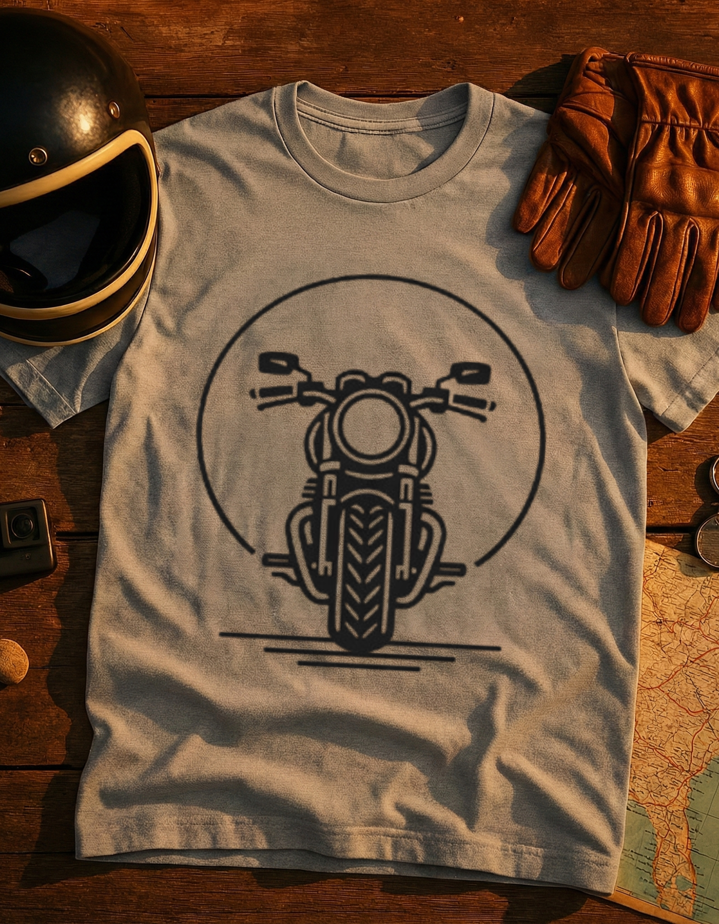 Motorcycle Front View T‑Shirt — Minimal Biker Graphic Tee