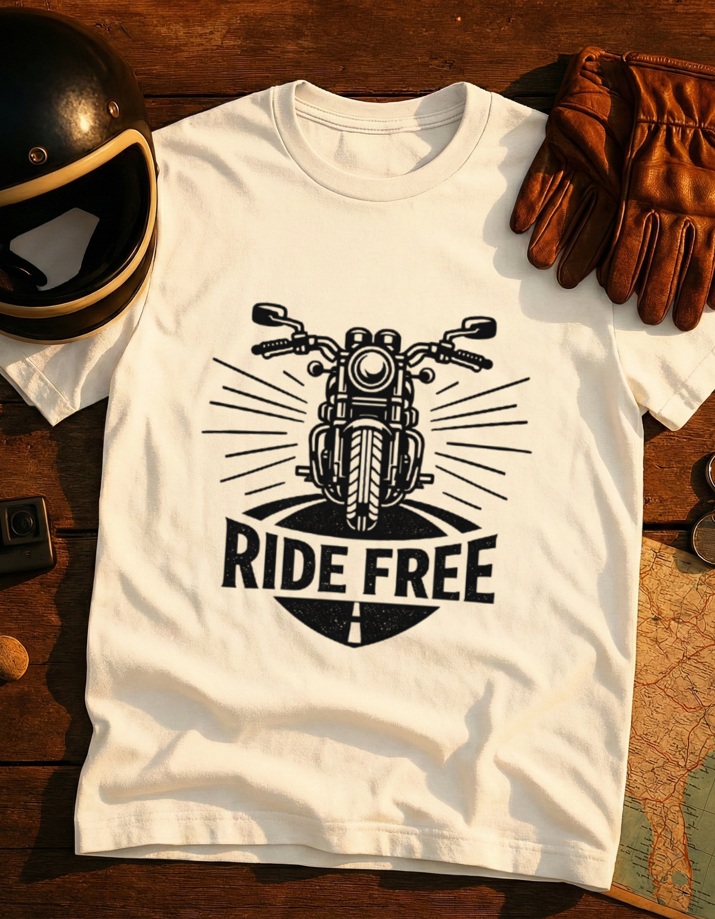 Ride Free Motorcycle T-Shirt — Retro Biker Graphic Tee
