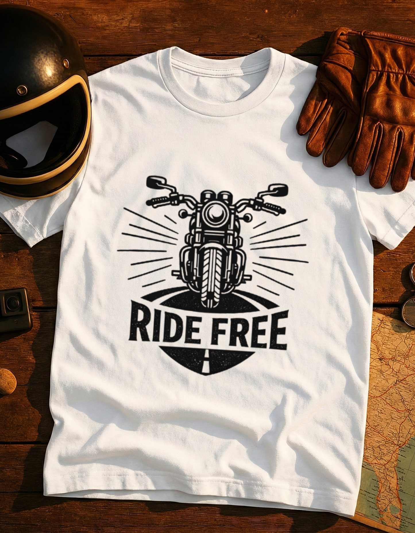 Ride Free Motorcycle T-Shirt — Retro Biker Graphic Tee