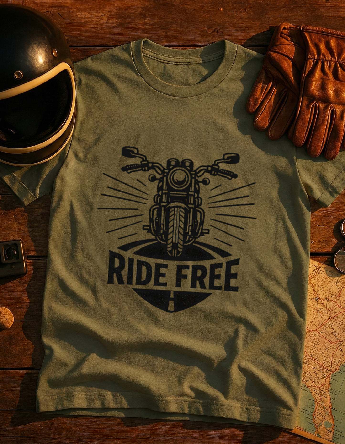 Ride Free Motorcycle T-Shirt — Retro Biker Graphic Tee