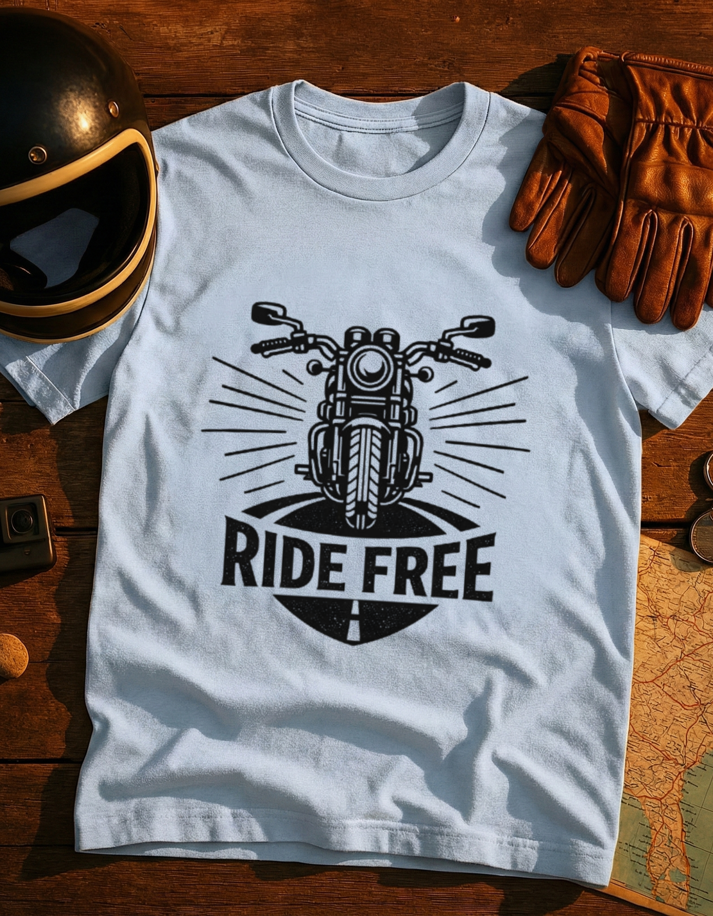 Ride Free Motorcycle T-Shirt — Retro Biker Graphic Tee