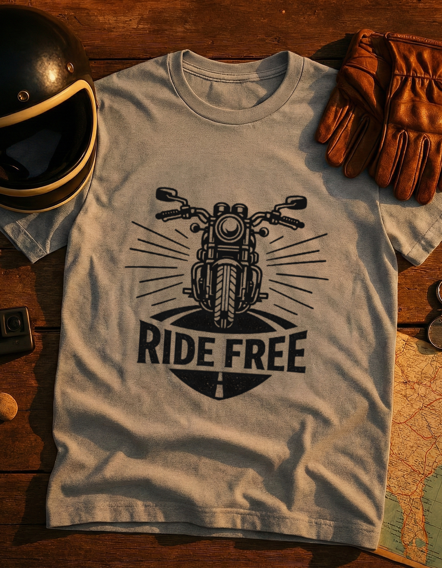 Ride Free Motorcycle T-Shirt — Retro Biker Graphic Tee