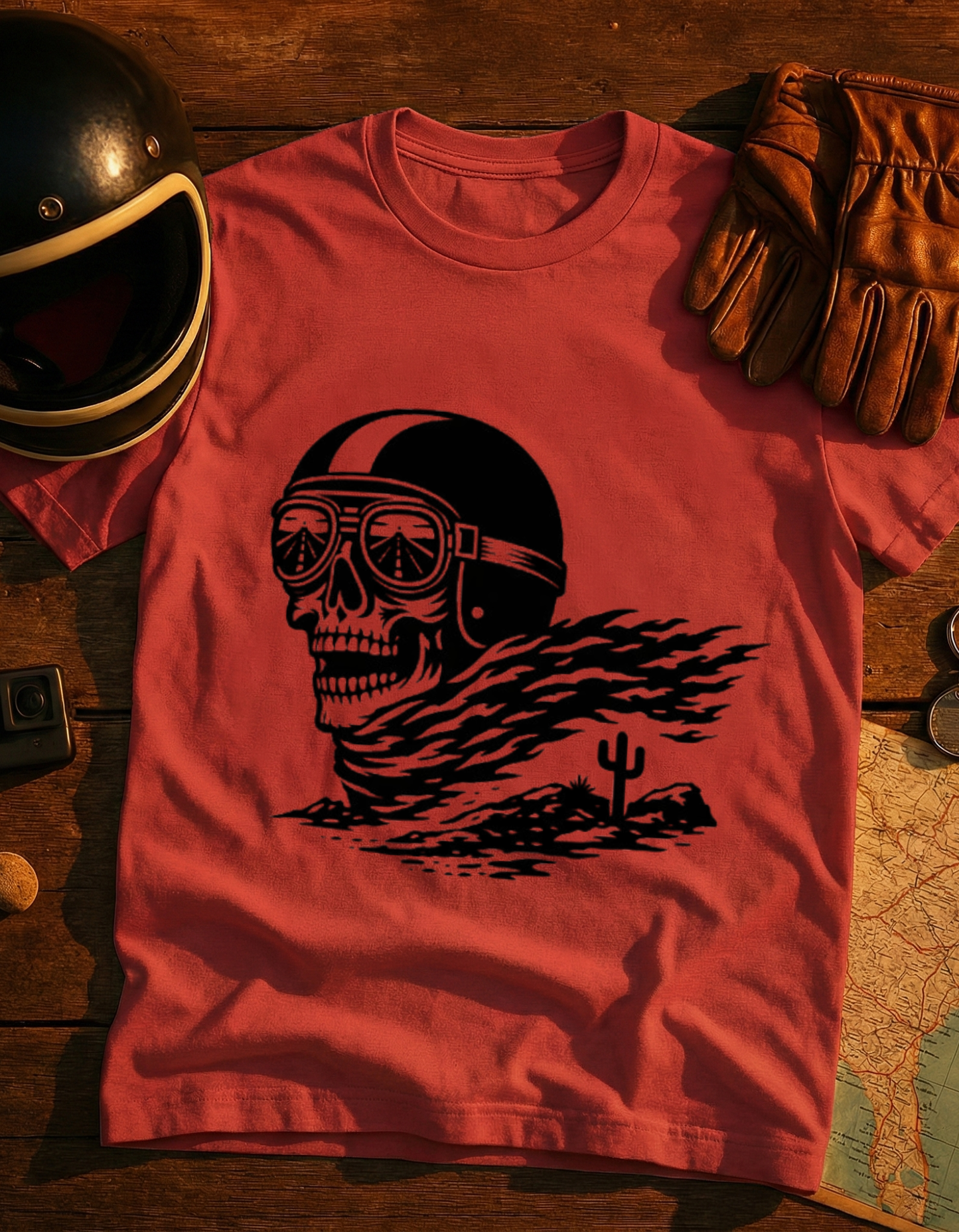 Skull Rider T-Shirt — Desert Biker Helmet Graphic Tee