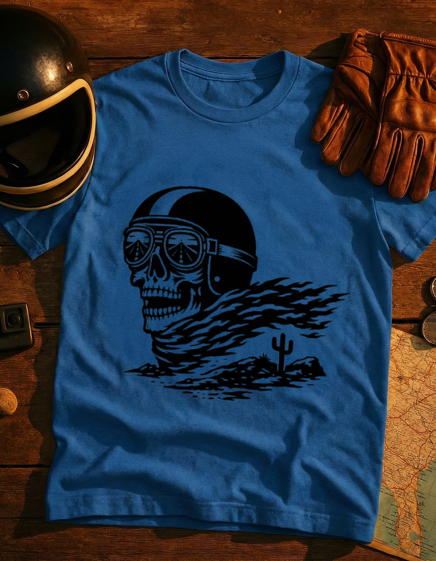 Skull Rider T-Shirt — Desert Biker Helmet Graphic Tee