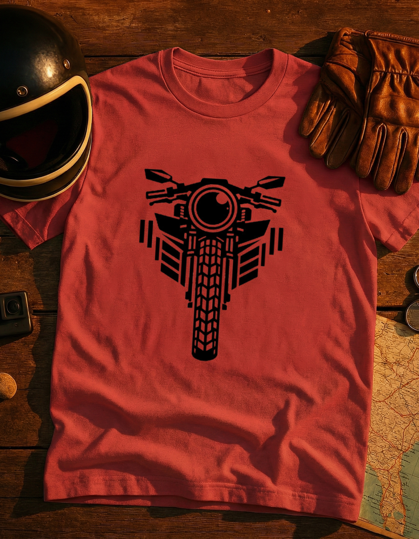 Motorcycle Front View T-Shirt — Minimalist Biker Graphic Tee