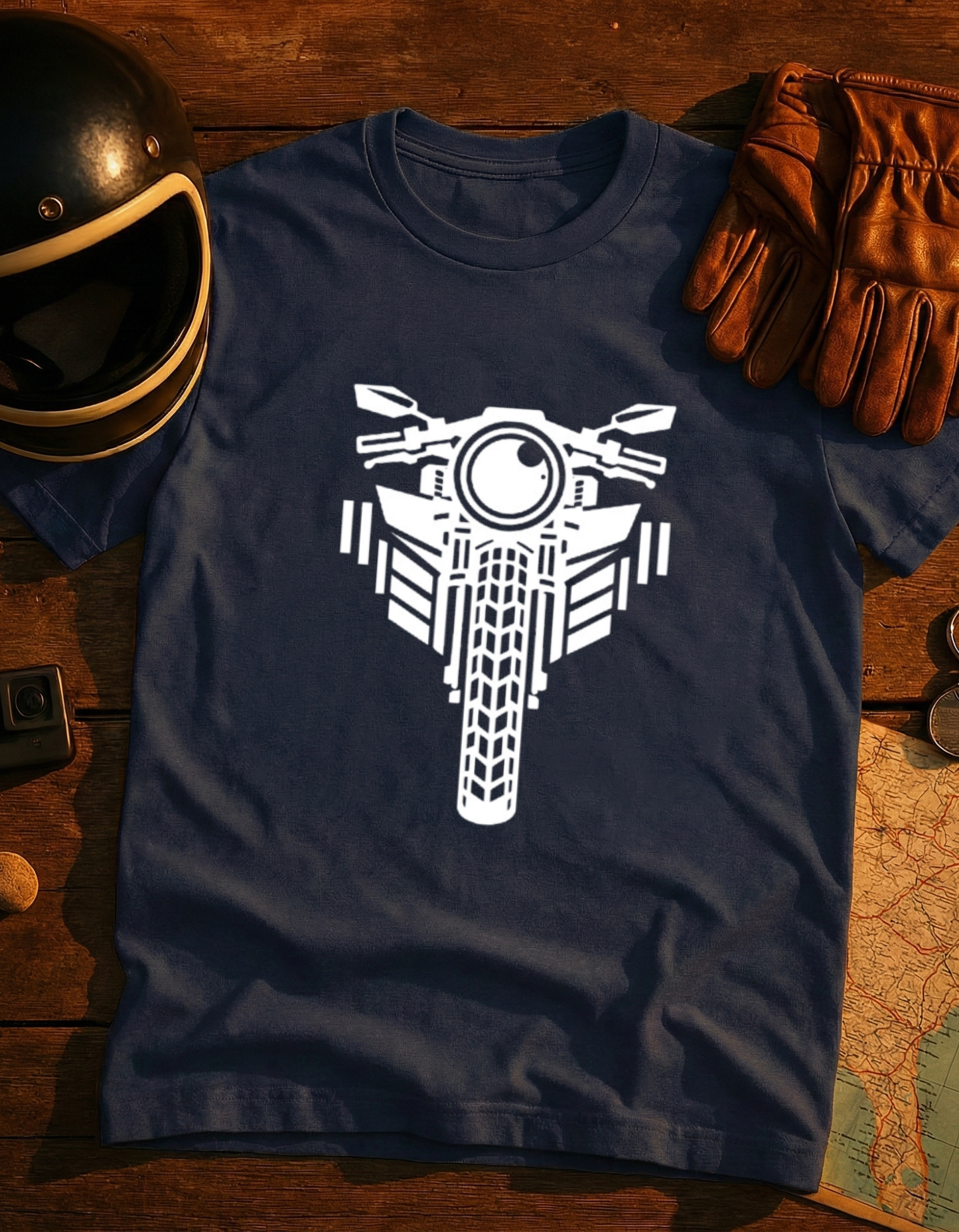 Motorcycle Front View T-Shirt — Minimalist Biker Graphic Tee