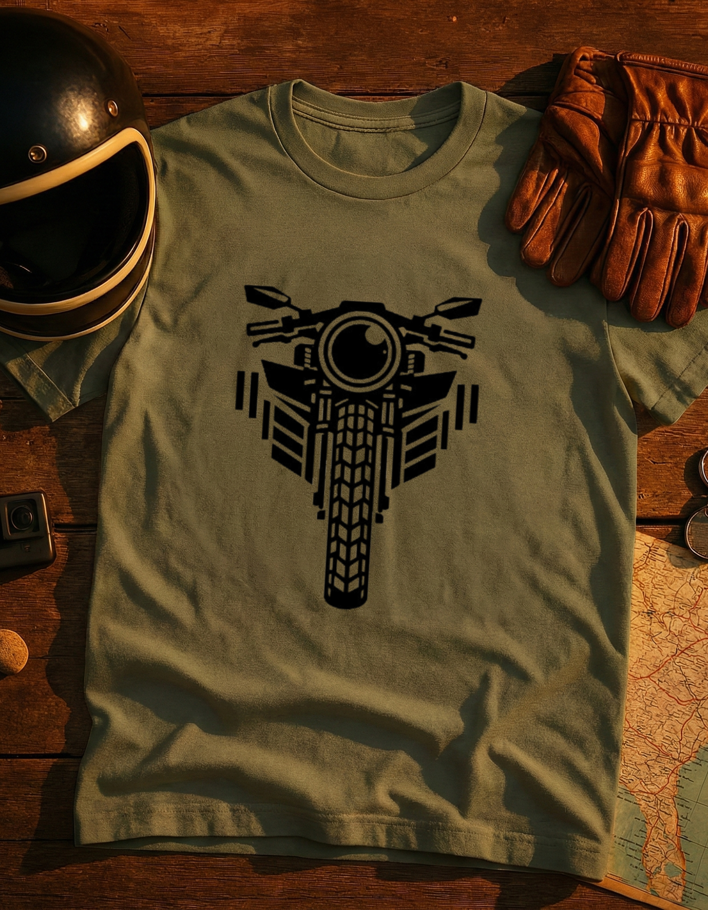 Motorcycle Front View T-Shirt — Minimalist Biker Graphic Tee