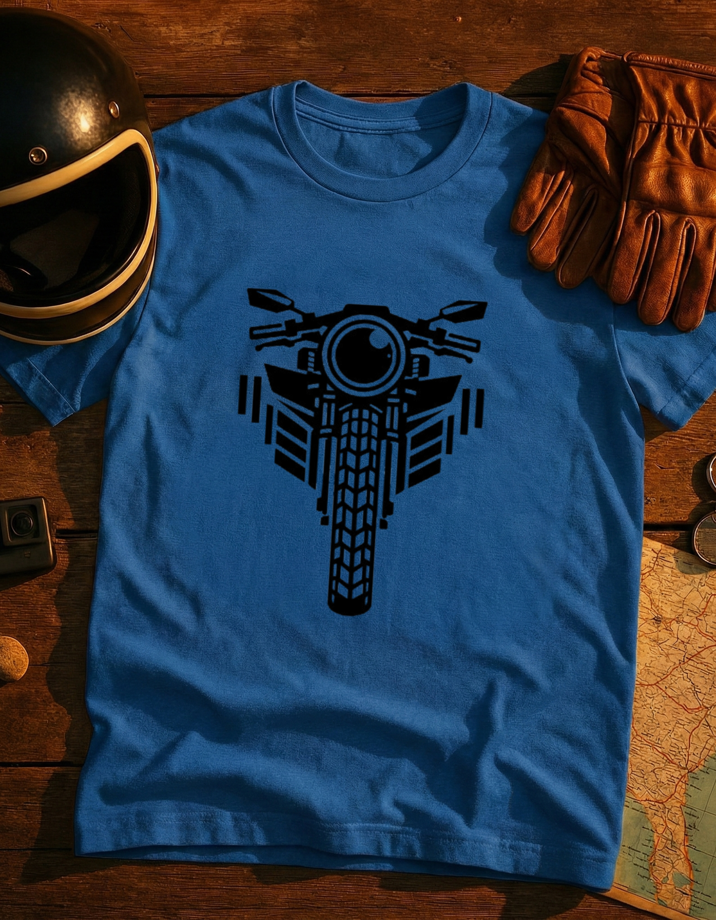 Motorcycle Front View T-Shirt — Minimalist Biker Graphic Tee