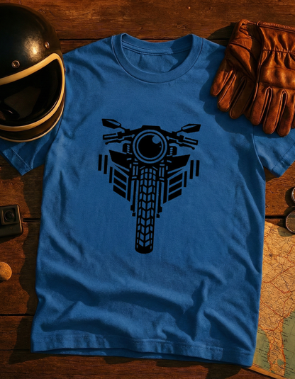Motorcycle Front View T-Shirt — Minimalist Biker Graphic Tee