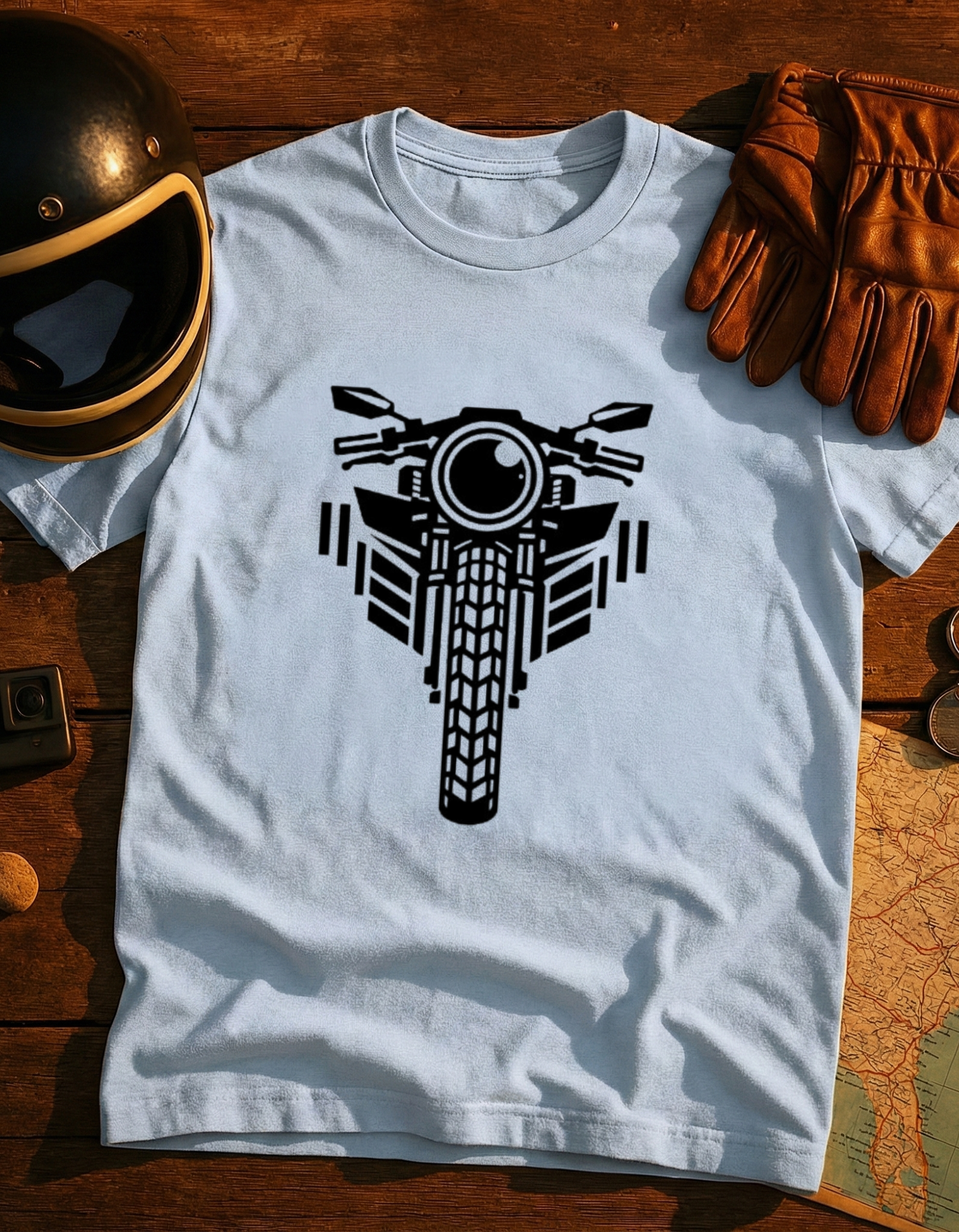 Motorcycle Front View T-Shirt — Minimalist Biker Graphic Tee