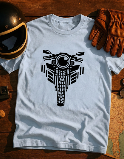 Motorcycle Front View T-Shirt — Minimalist Biker Graphic Tee